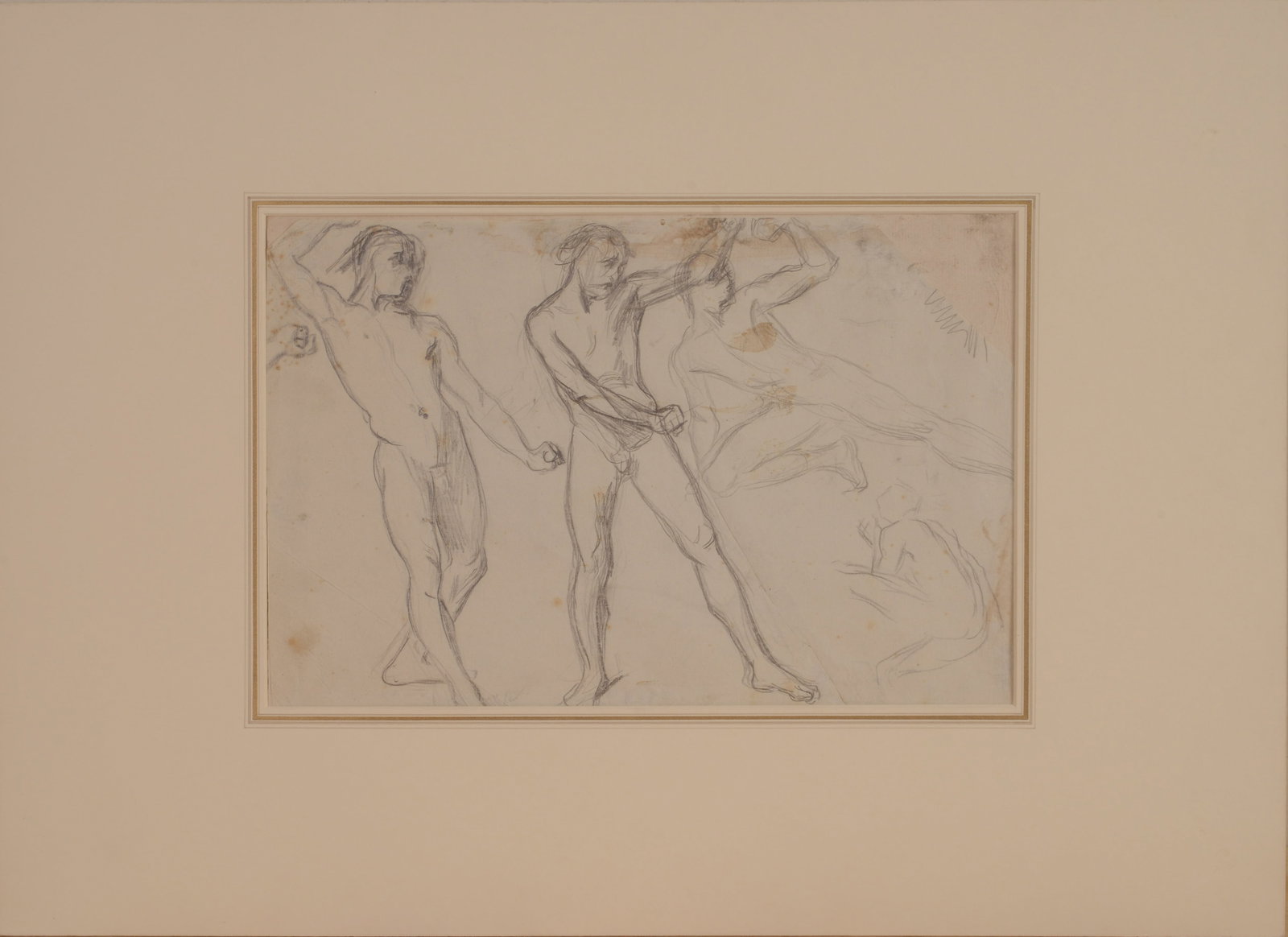 Pencil Drawing of Four Nudes.: Unsigned, matted, 16 x 22 inches.
