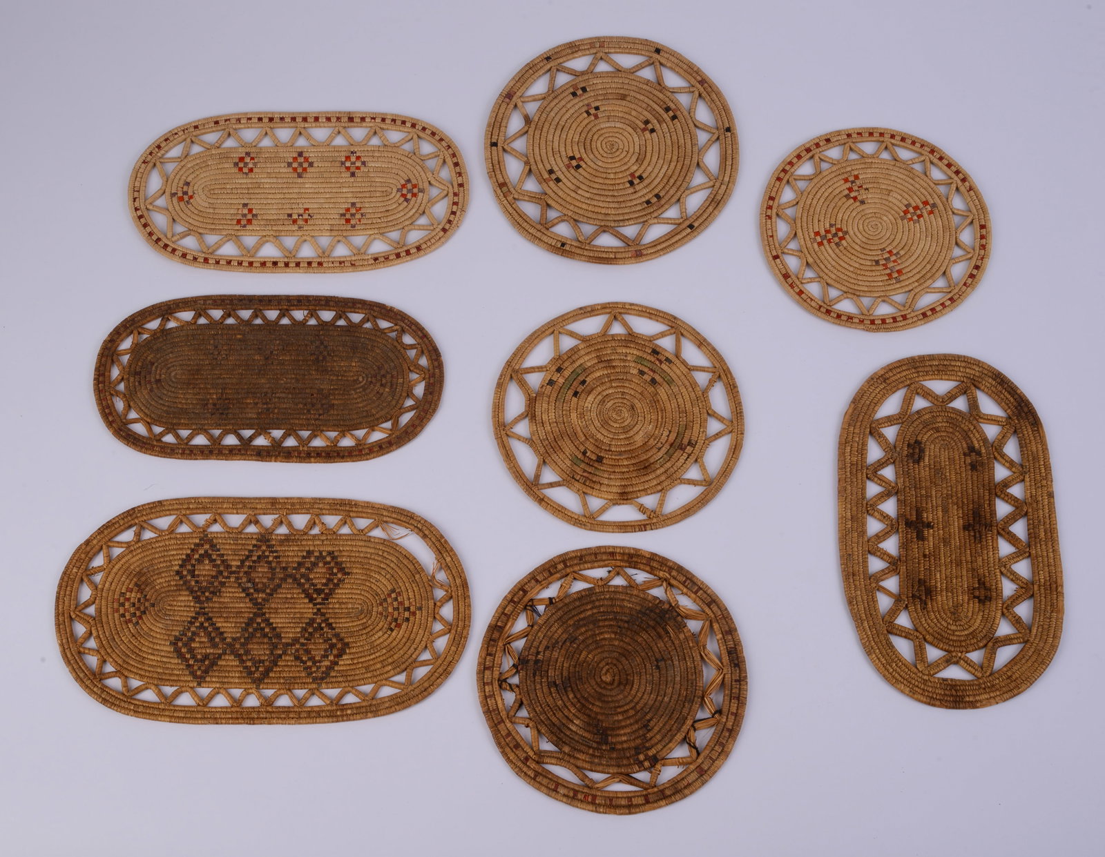 Eight Native American Woven Trivets. - 2
