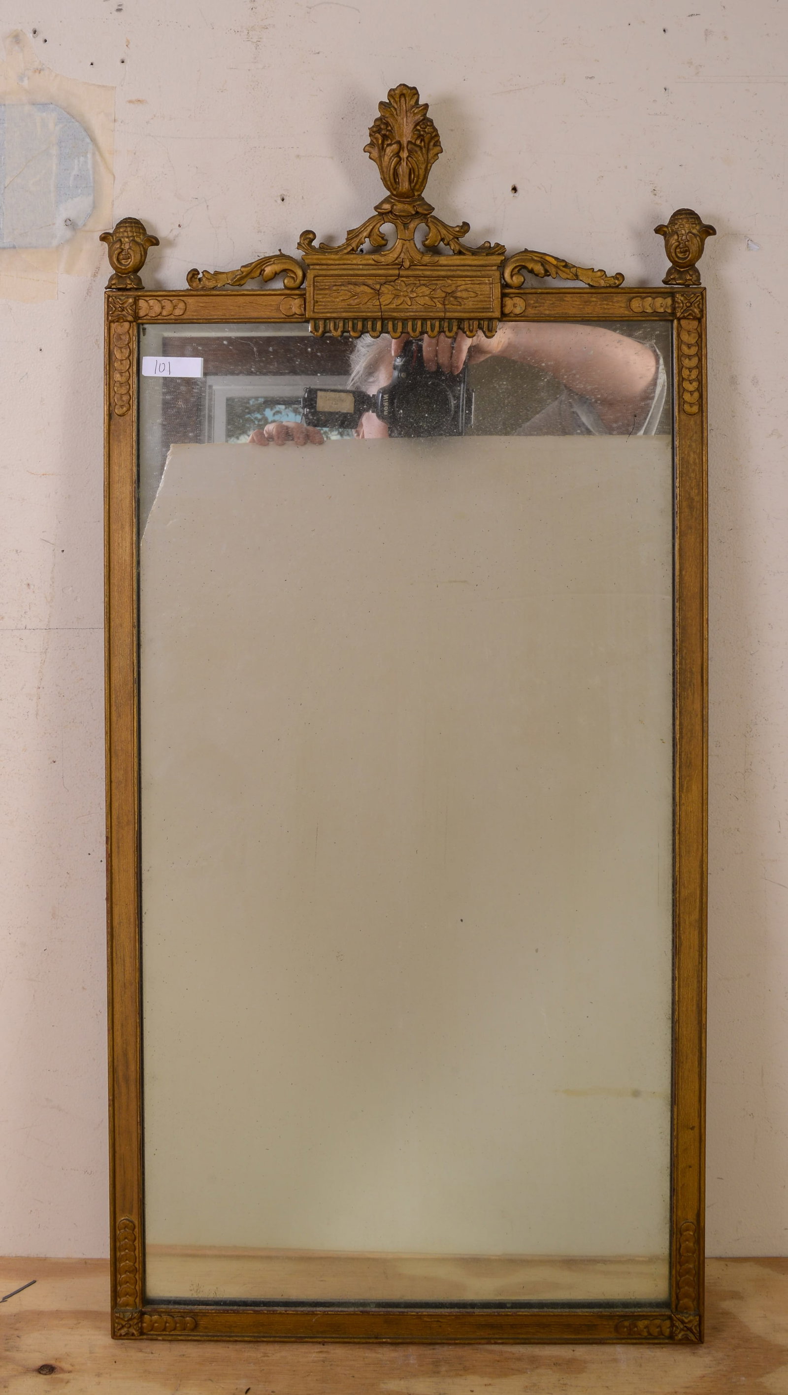 Mirror With Shaped Crest. (1 of 3)