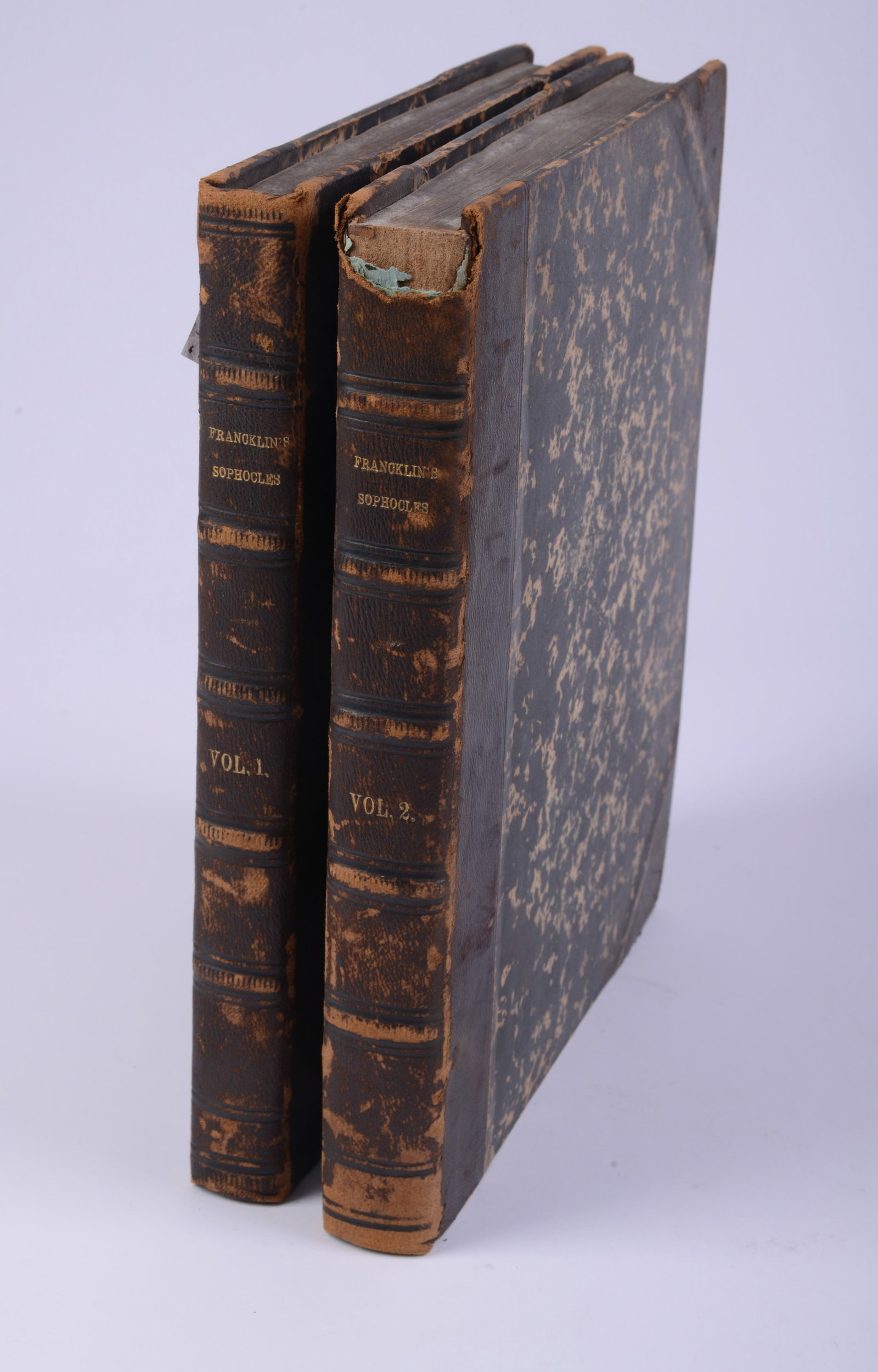 The Tragedies of Sophocles, Volumes I and II, 1758-1759.: Printed for R. Franklin, London. Overall good condition, title page stamped, some toning and minor damage, later binding.