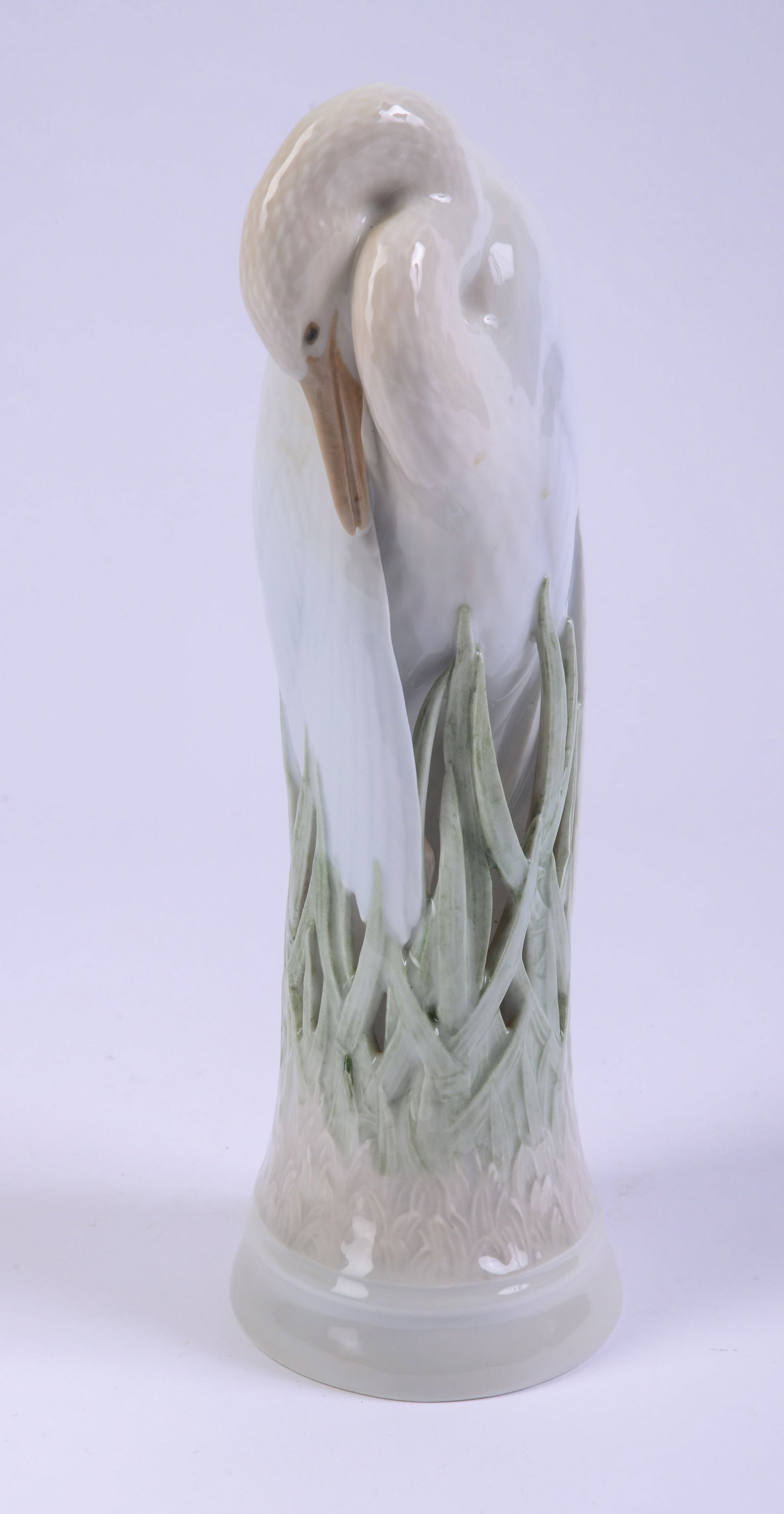 Royal Copenhagen Porcelain Egret: Height 11.5 inches. Good condition.