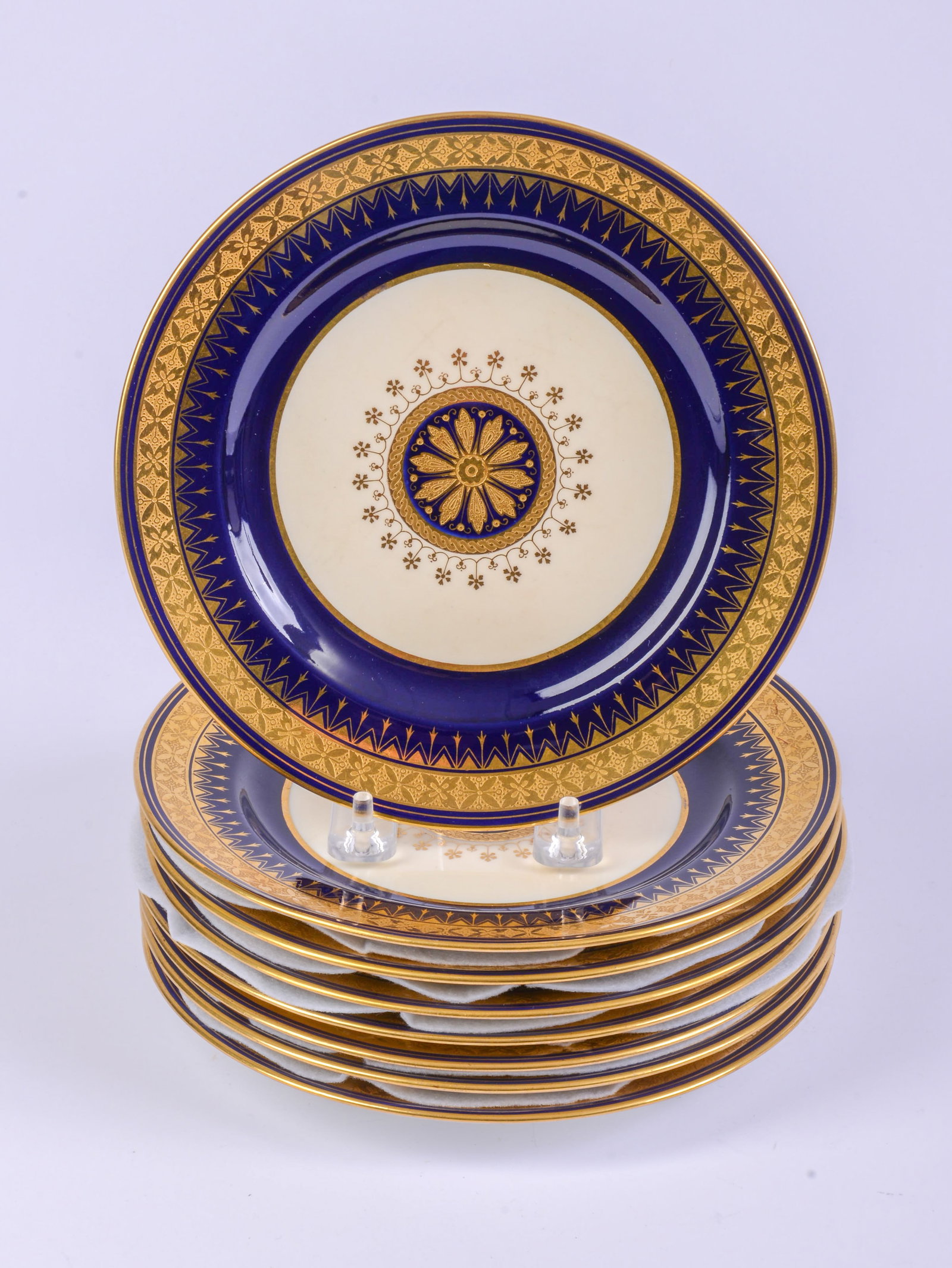 Eight Minton Cobalt and Gold Salad Plates (1 of 2)