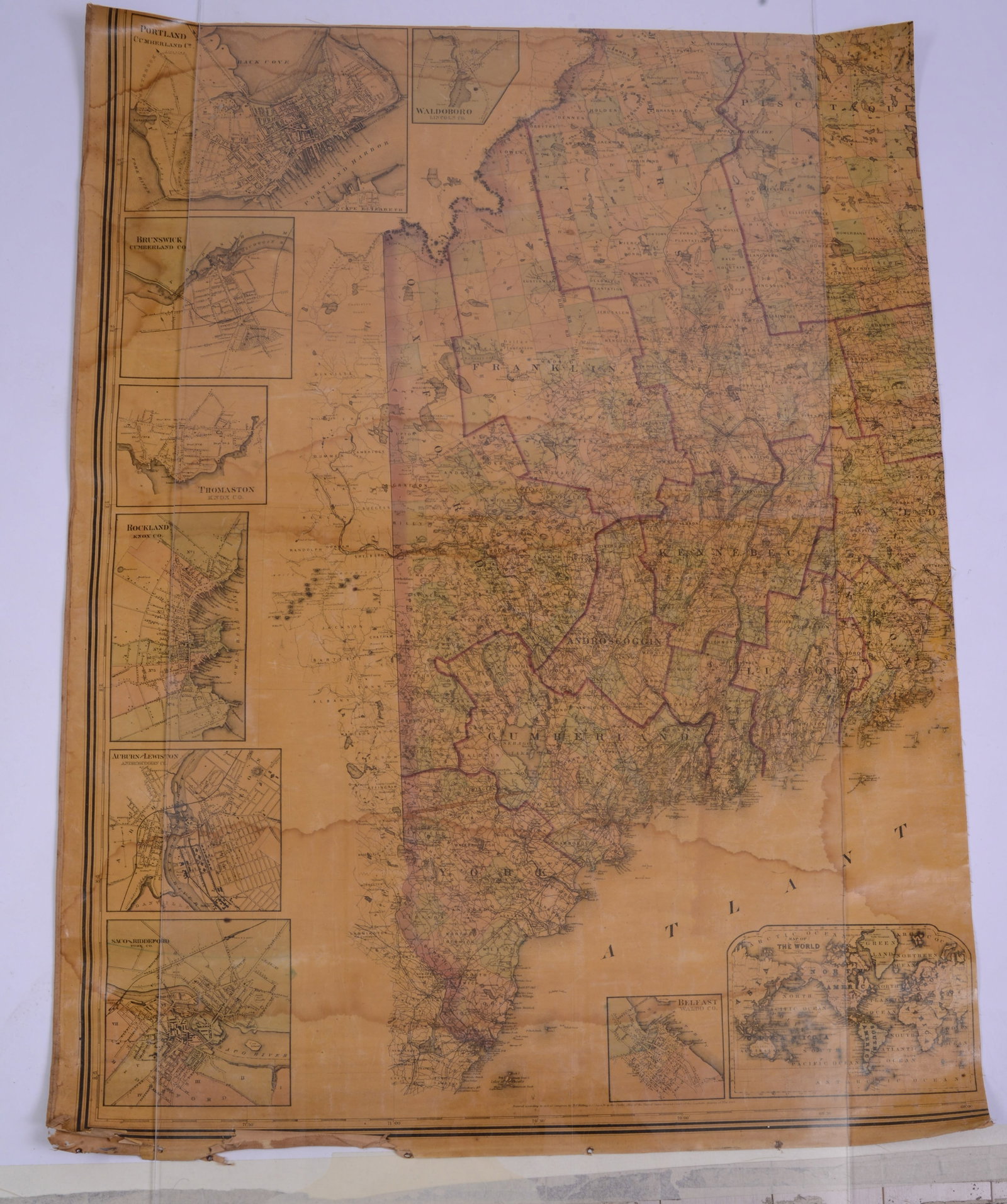 Partial Map of Maine.: 43 x 33 inches. Trimmed from a larger map.
