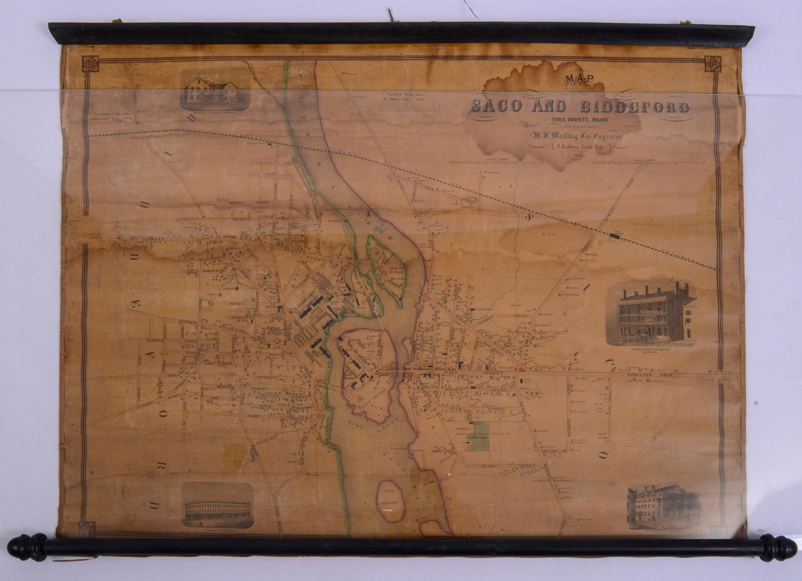 1851 Map of Saco and Biddeford.: 27 x 36 inches.