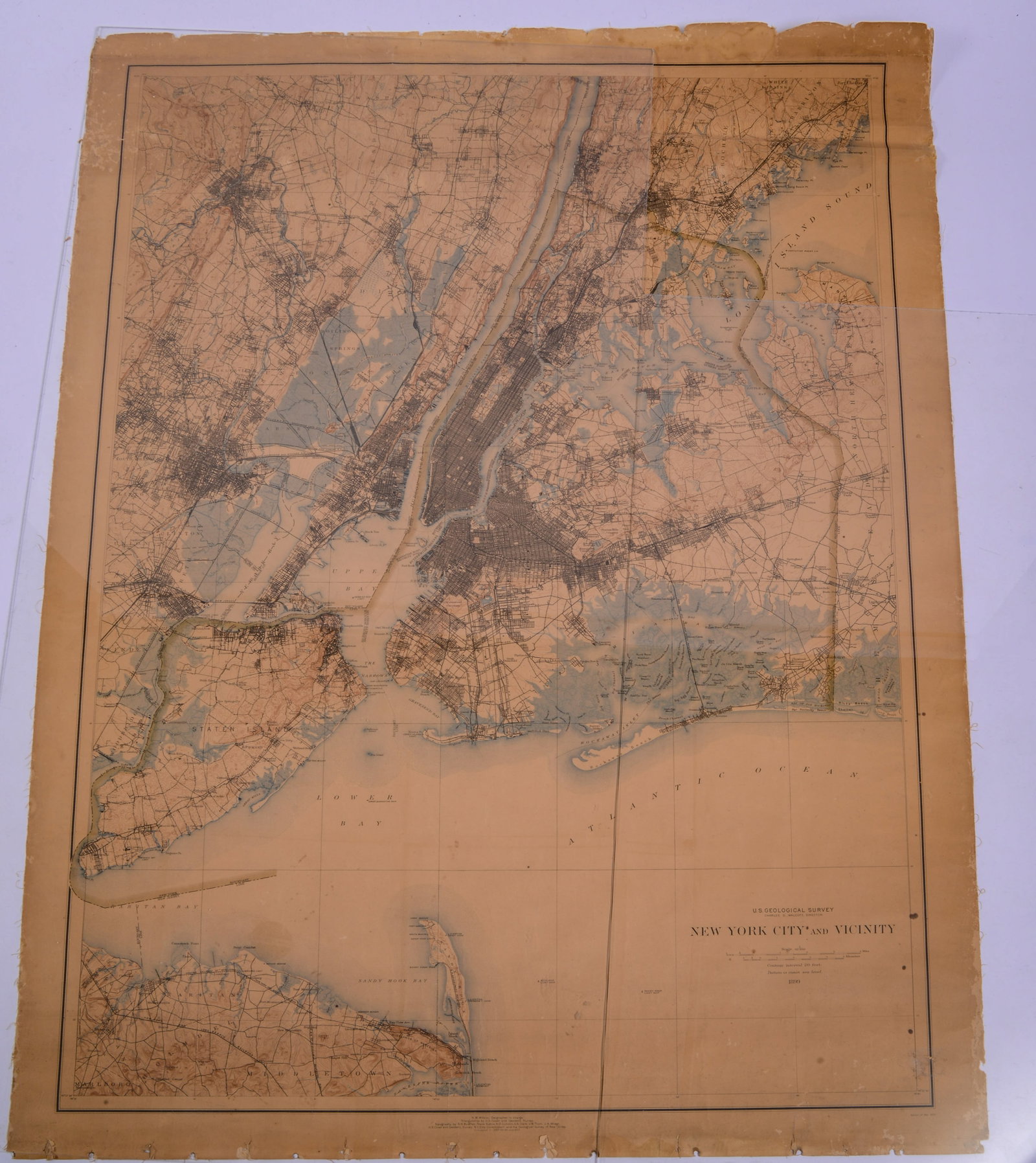 1899 US Geological Survey Map of New York City.: 48 x 36 inches.