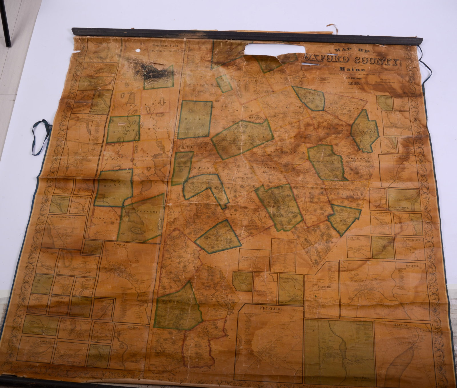 1853 Map of Oxford County.: 55 x 58 inches. Poor condition.