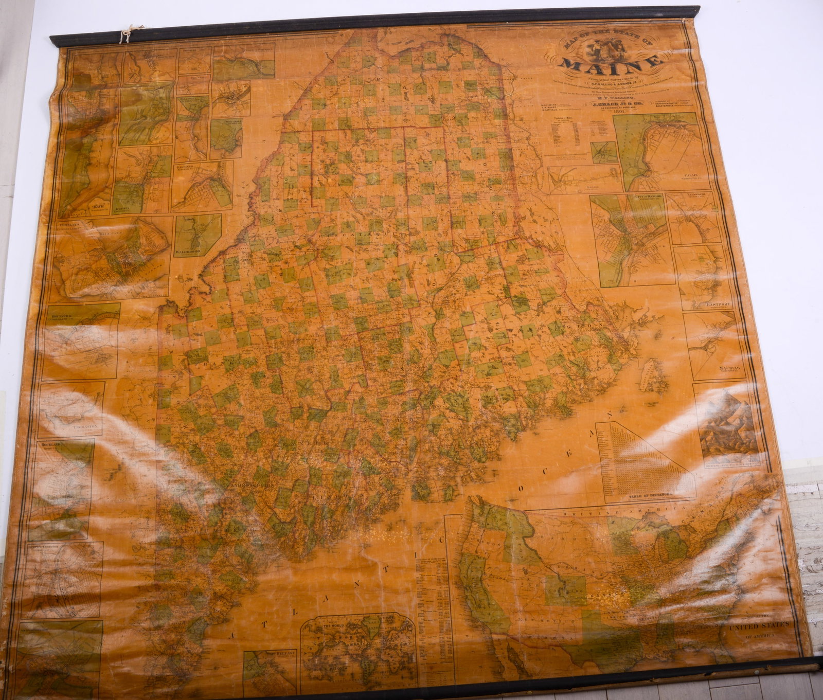 1861 Map of Maine.: 60 x 62 inches.