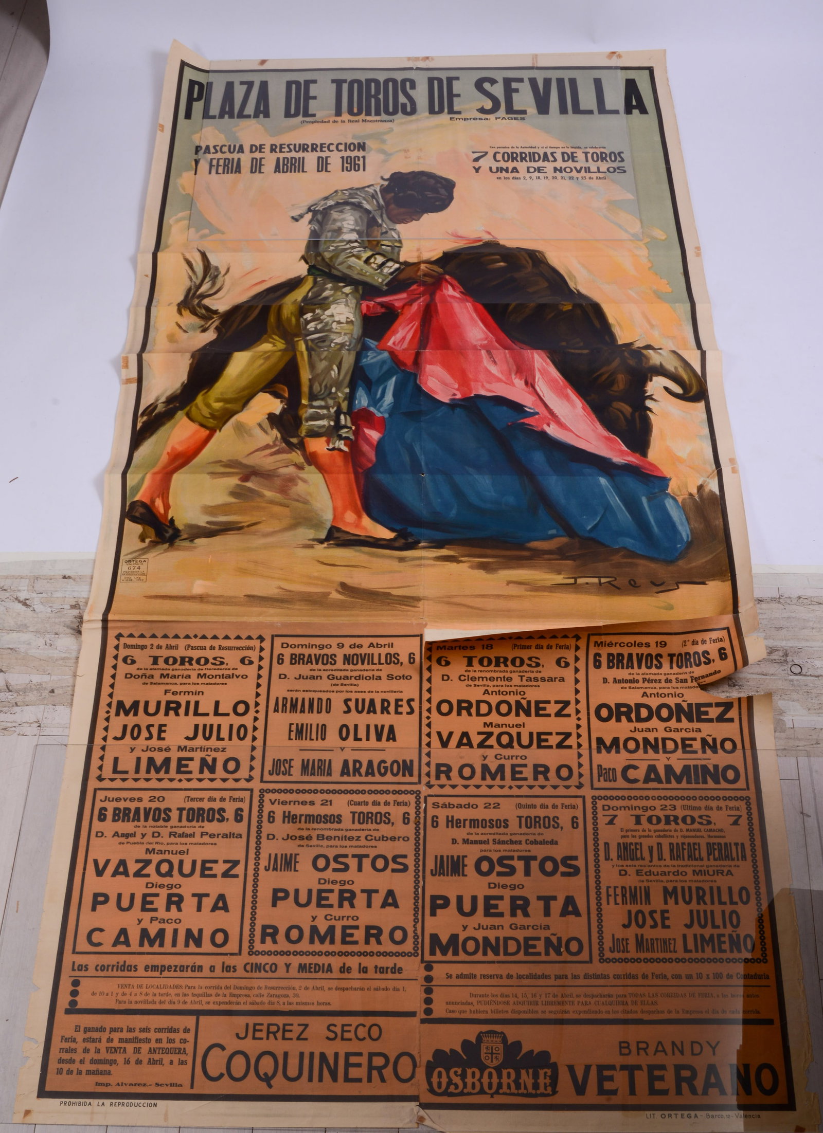 Large 1959 Spanish Bullfight Broadside. (1 of 1)