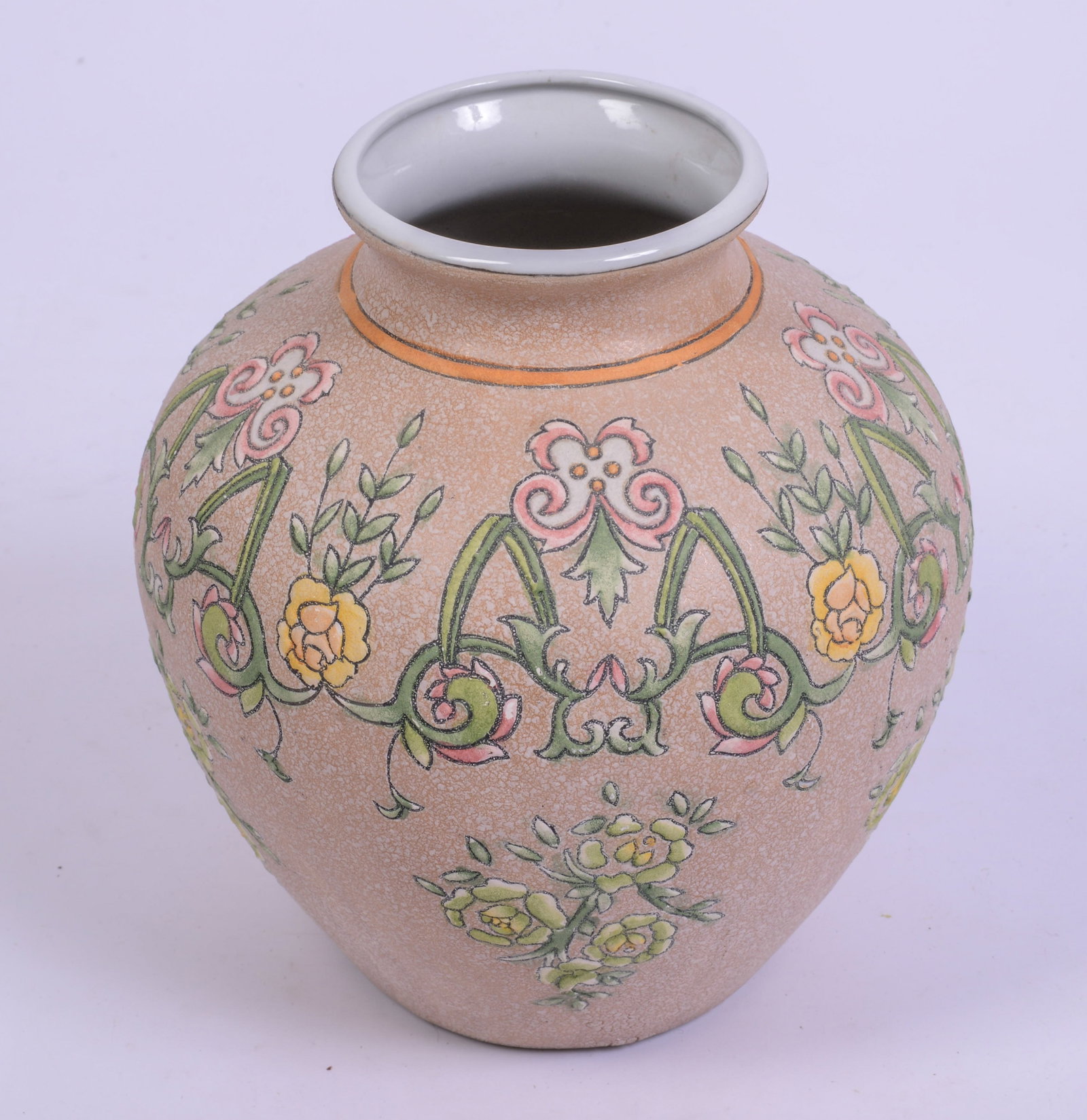 Floral Decorated Vase.: Height 11 inches.