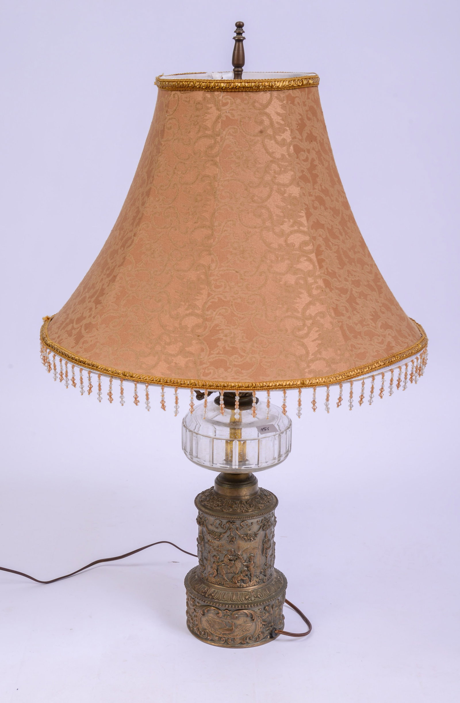 Cast Metal and Glass Table Lamp. (1 of 3)