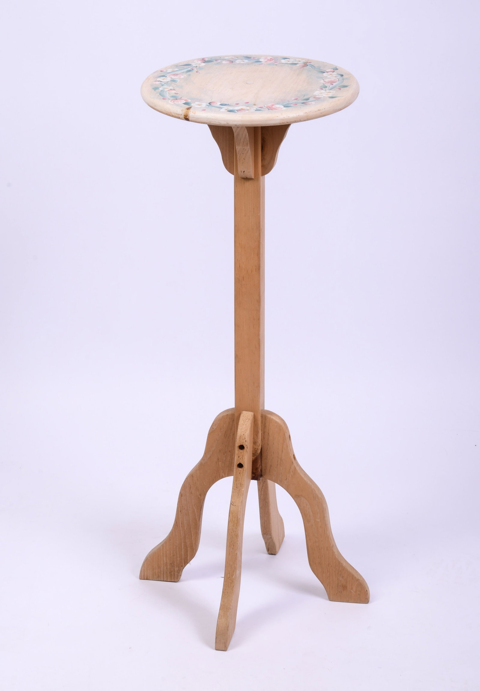 Stand With Floral Decoration.: Height 31.5 inches, diameter 12 inches