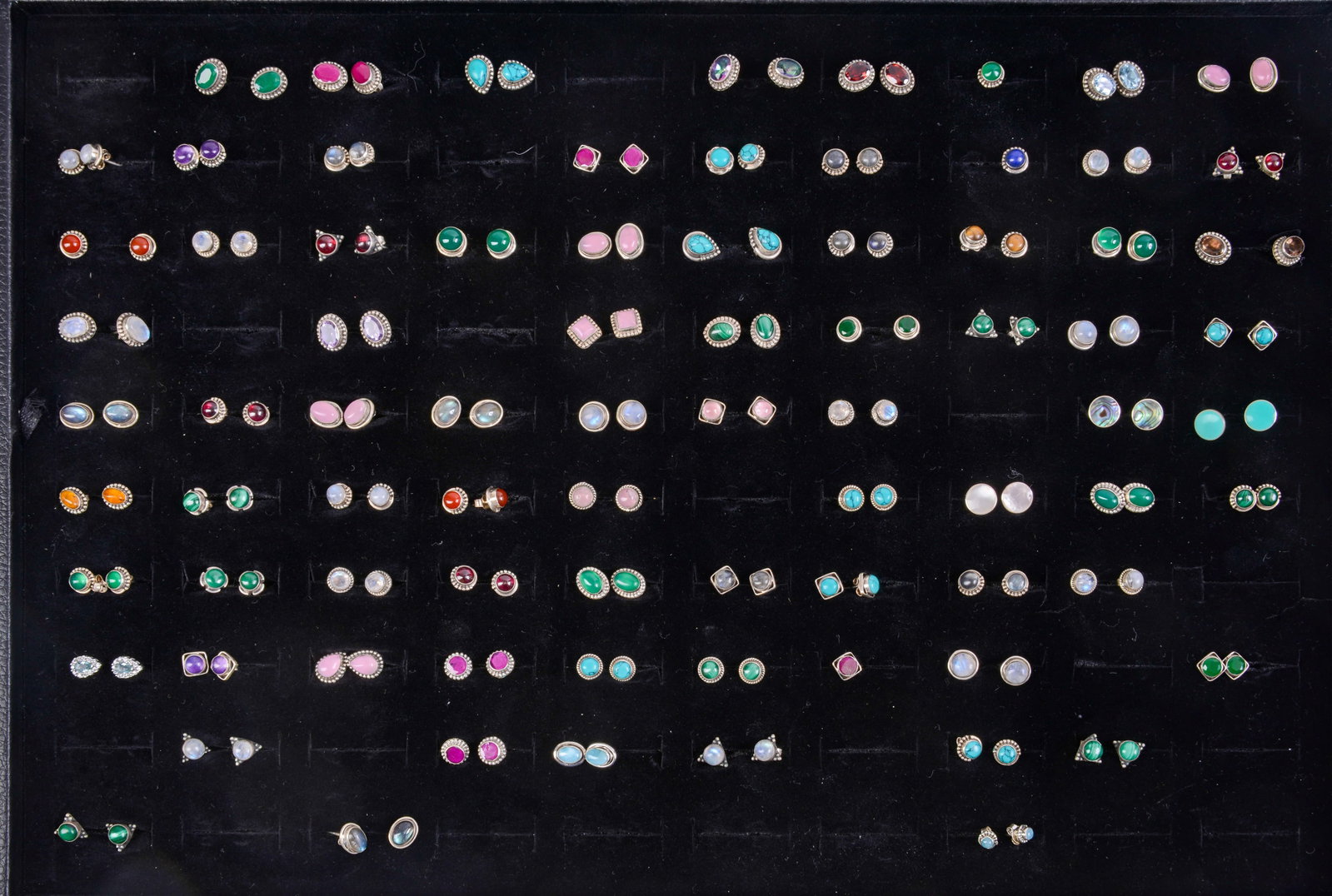Large Collection of Earrings.: Various stones, for pierced ears, some sterling.