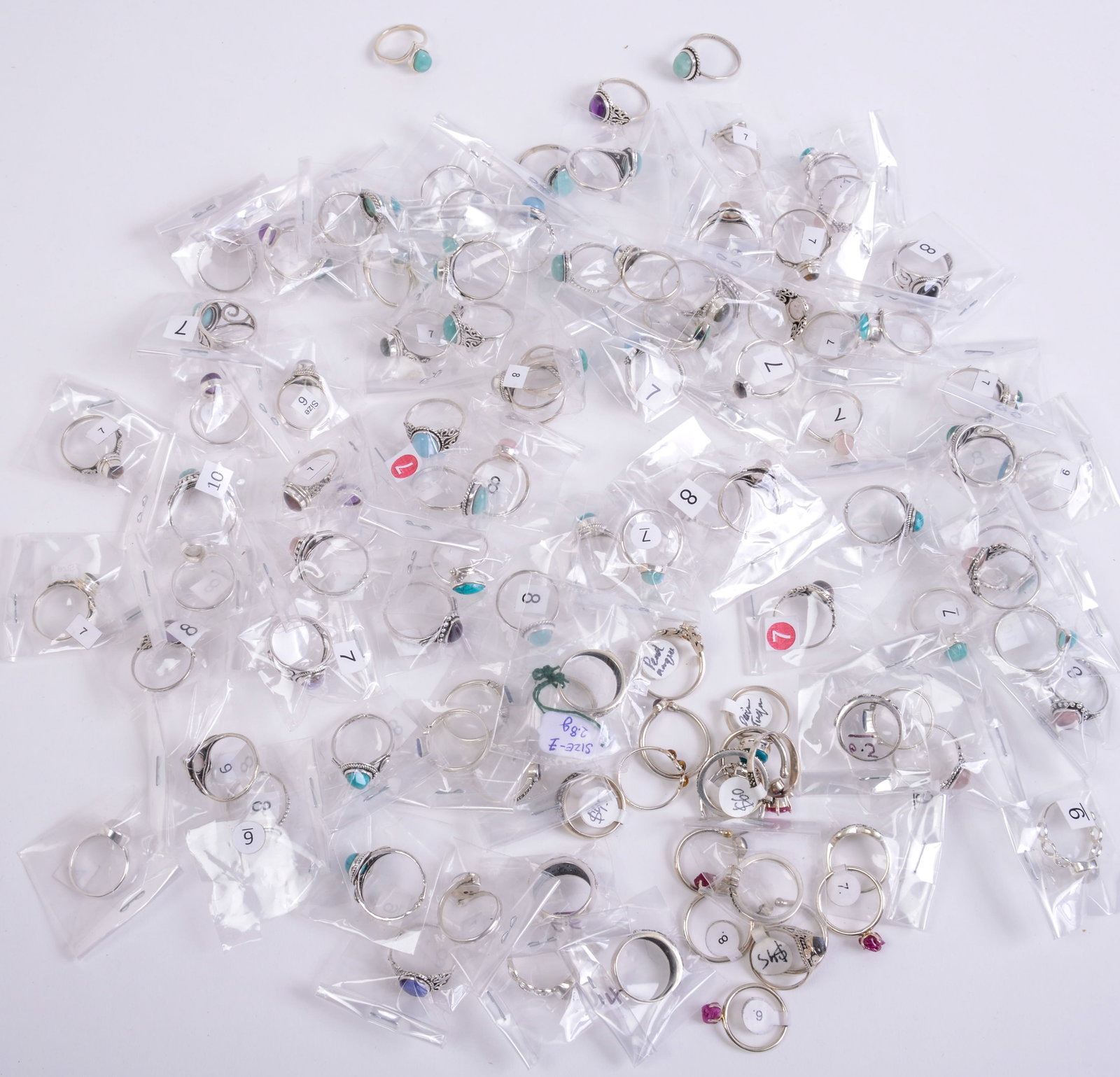 Large Collection of Costume Rings.: Mostly sterling.