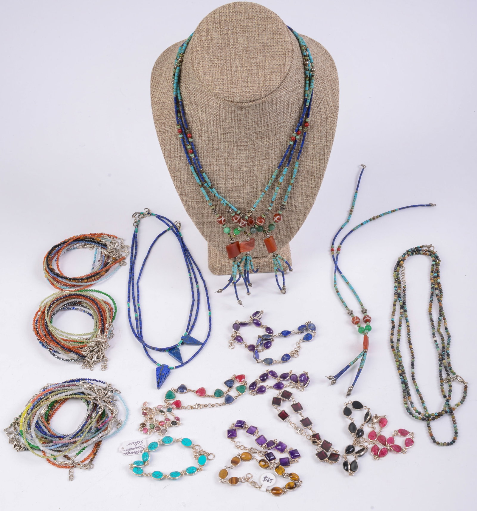 Large Group of Thin Beaded Bracelets. (1 of 4)