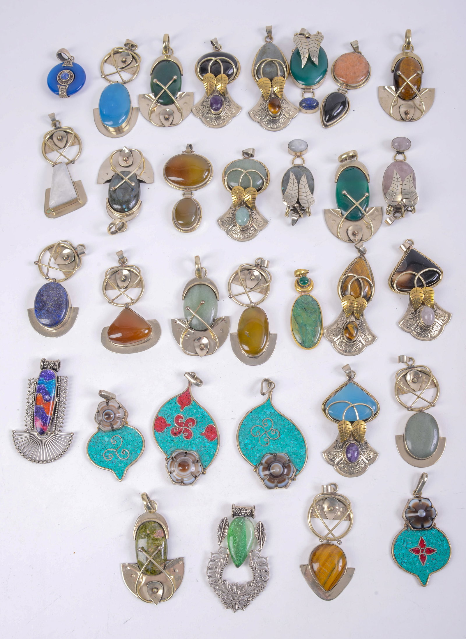 Large Group of Pendants with Crystals and Stones. (1 of 4)