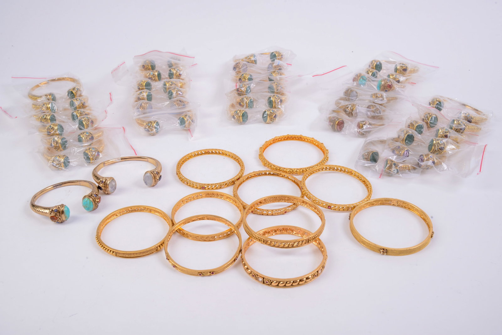 Large Collection of Metal and Stone Costume Cuff Bracelets. (1 of 4)