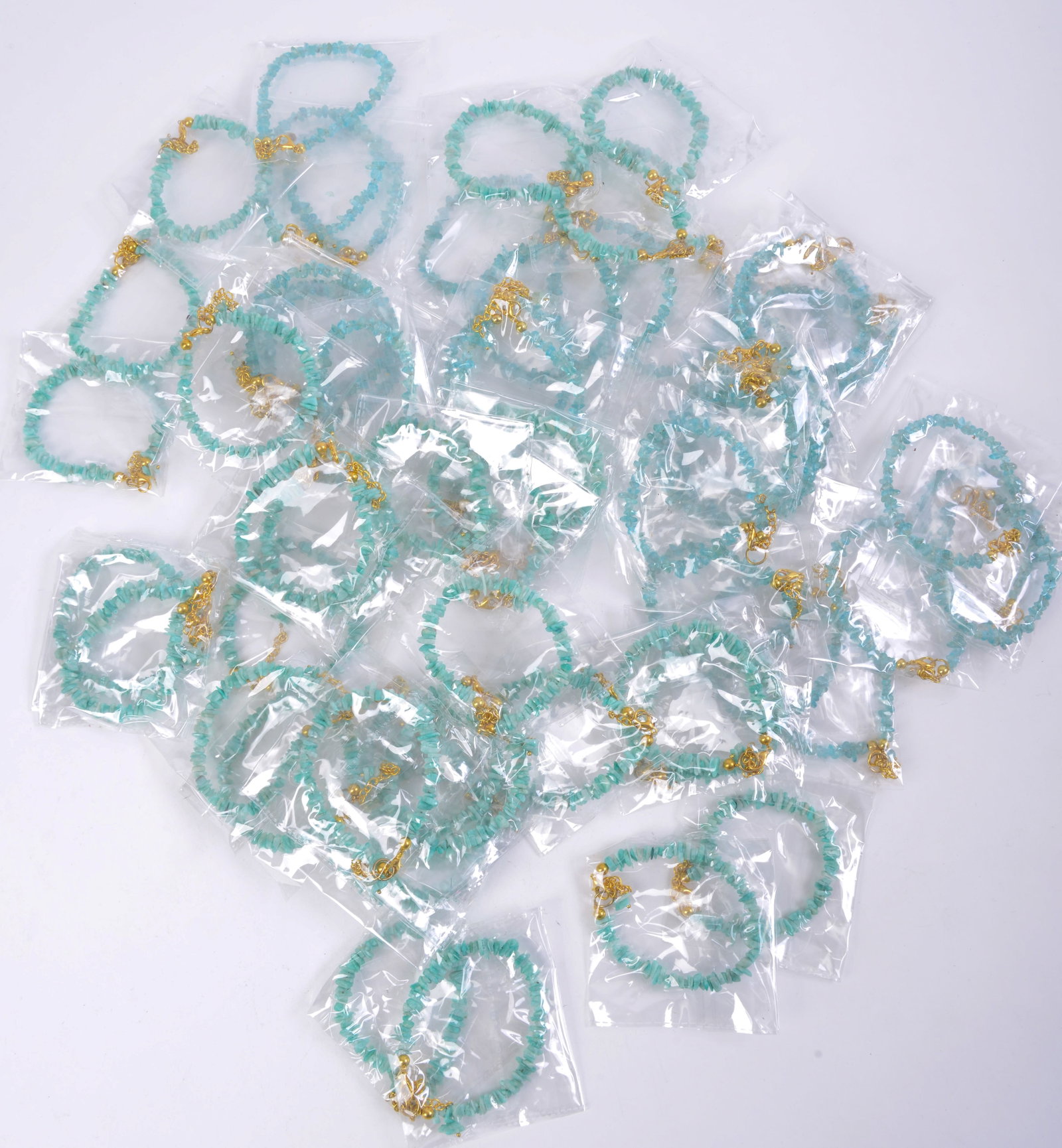Large Group of Blue Crystal Bracelets.: Length 7 inches.