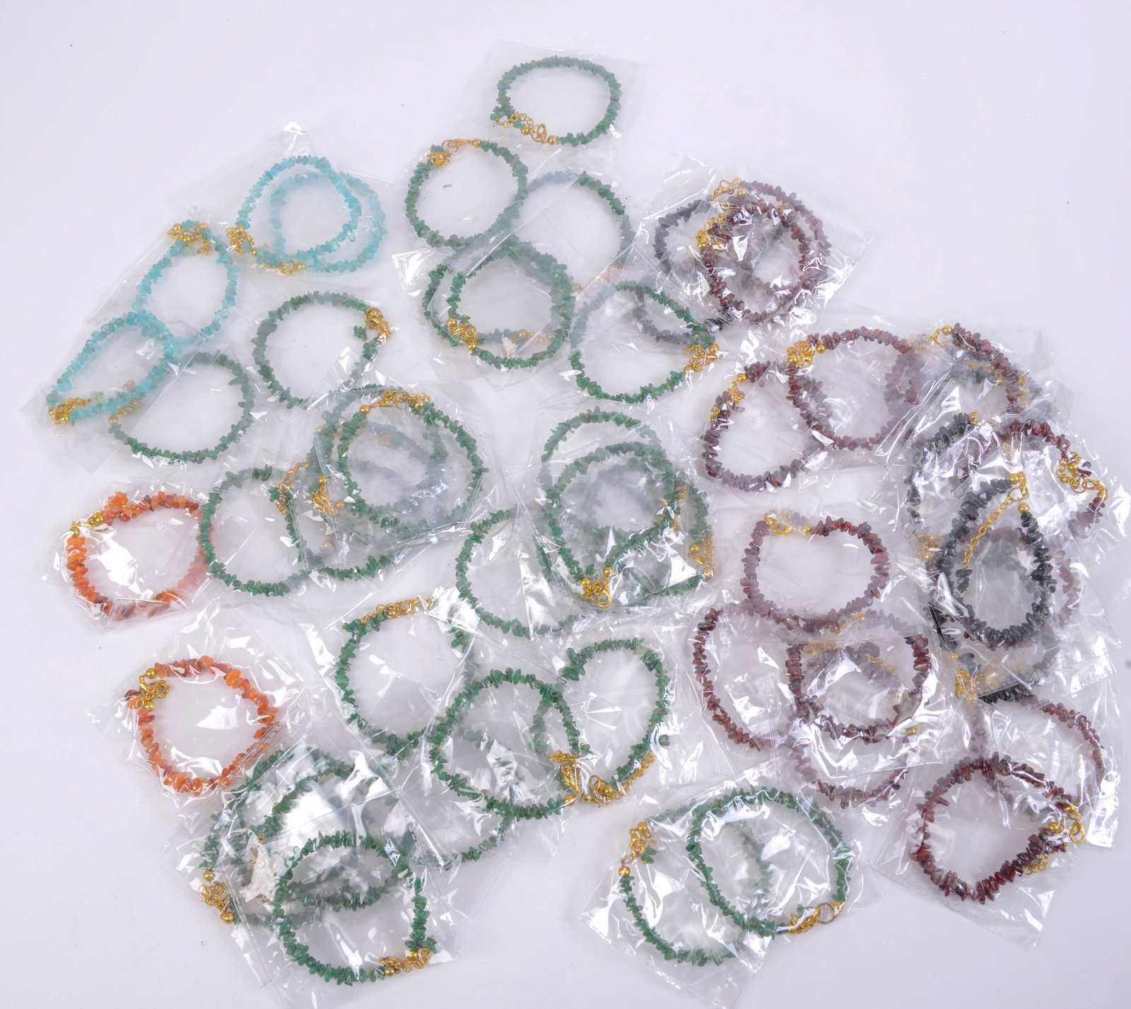 Large Group of Crystal Braceles.: Various colors. Length 7 inches.