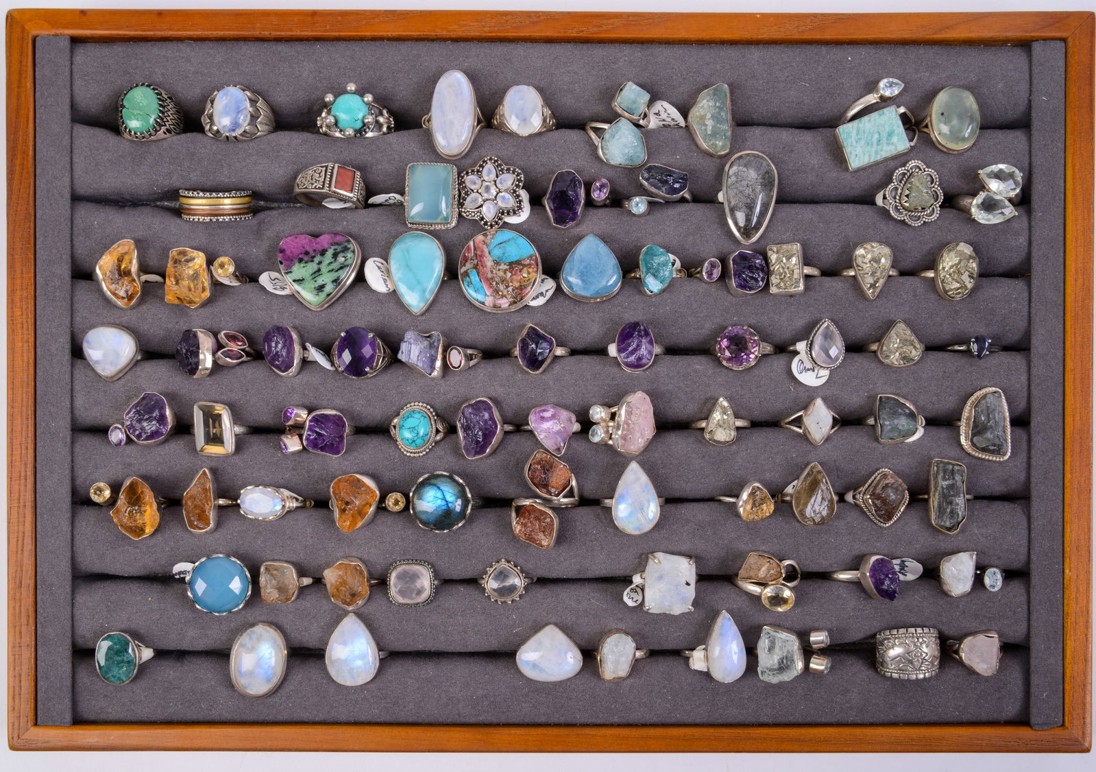 70+ Costume Jewelry Rings.: Various stones and sizes, some sterling.