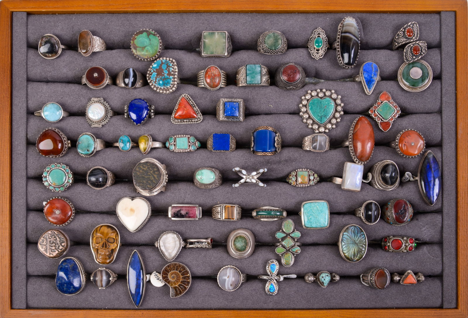 80+ Costume Jewelry Rings.: Various stones and sizes, some sterling.