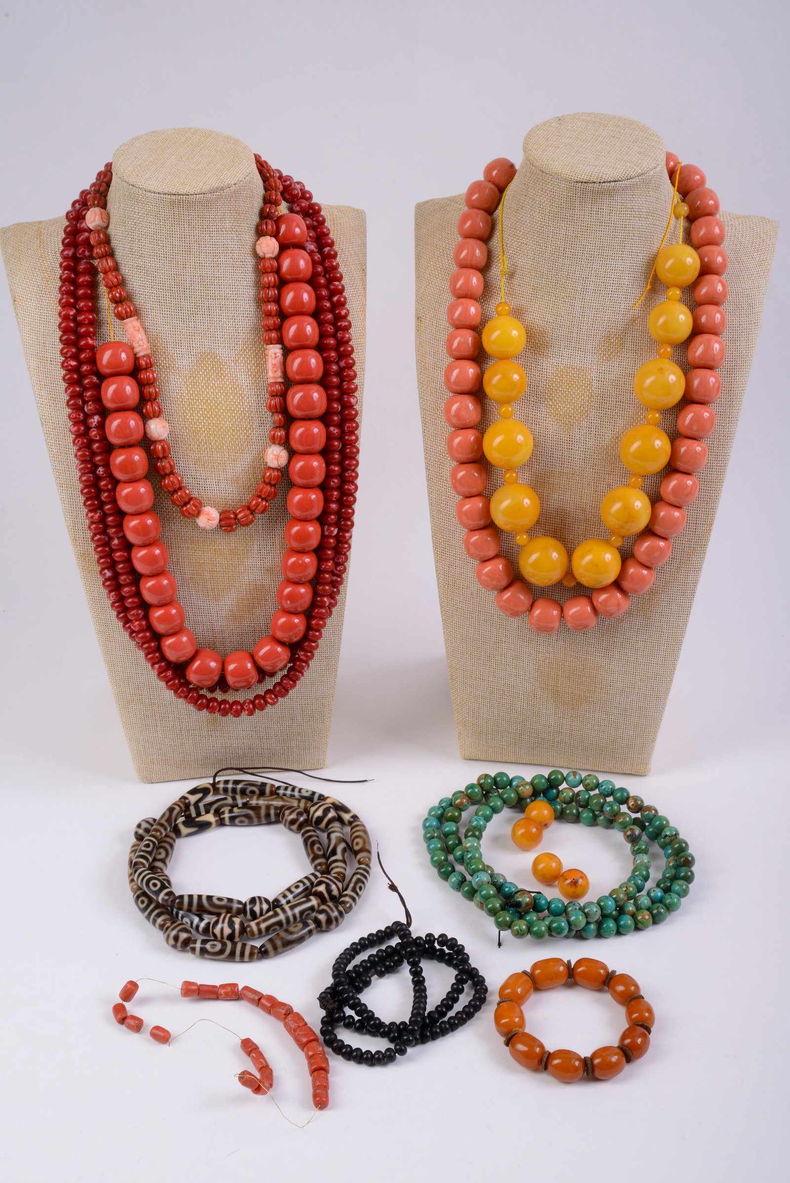 9 Beaded Necklaces.: Longest 45 inches long.