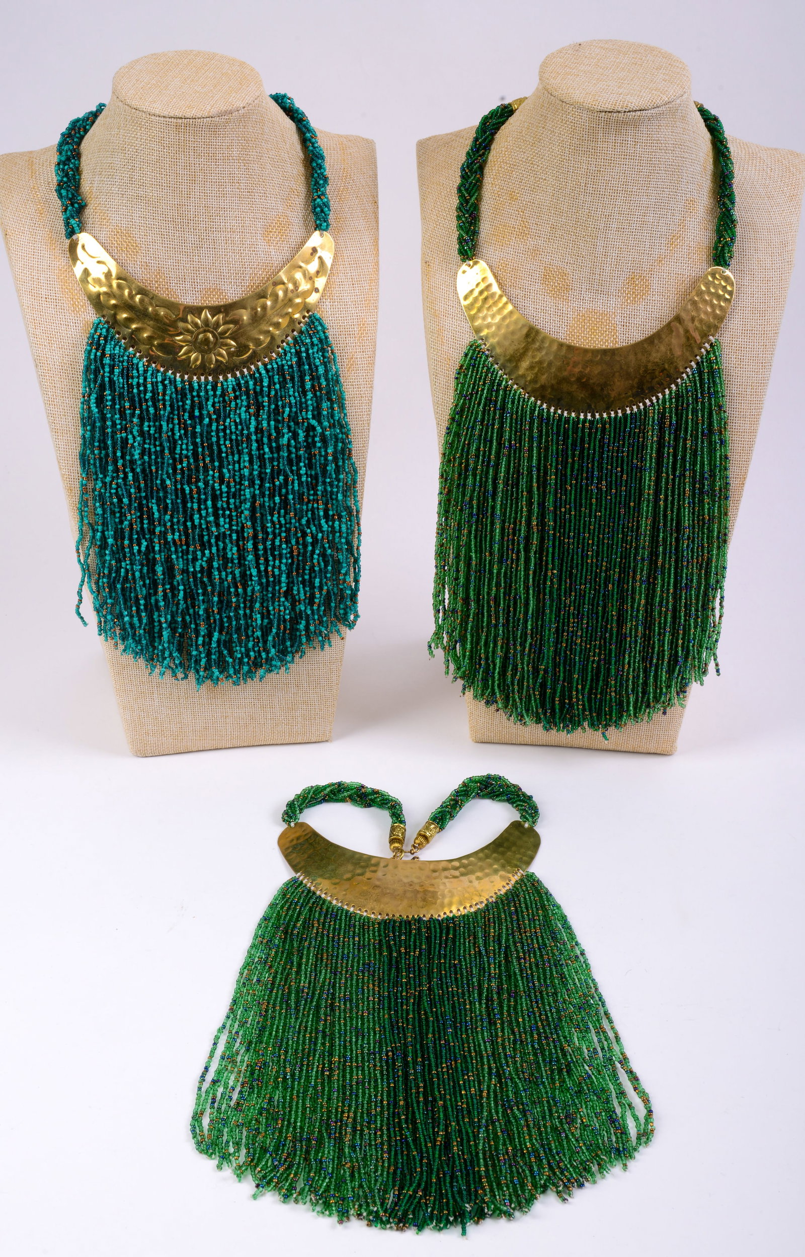 Three Beaded Necklaces With Gold Toned Accents. (1 of 1)