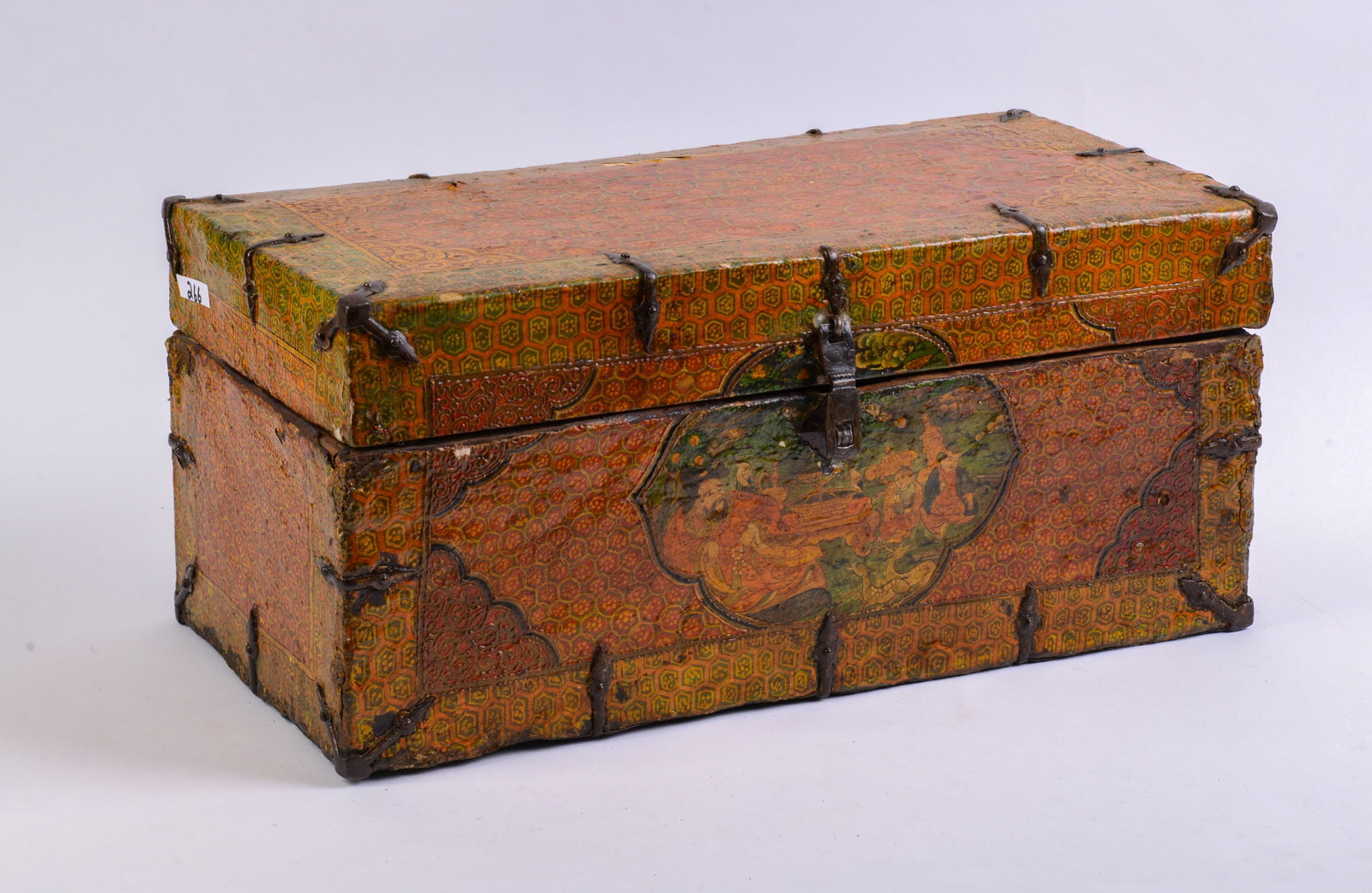 Tibetan Painted Box.: 10 x 21.5 x 10 inches. Some losses.