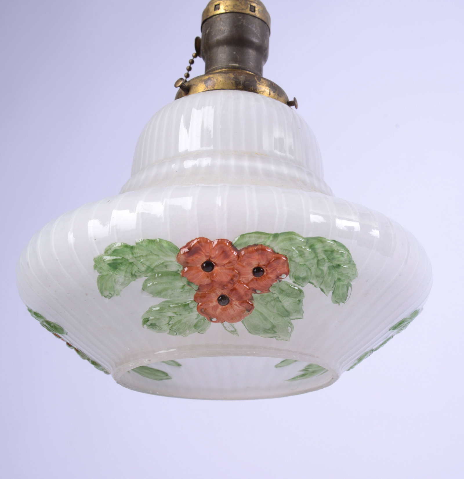 Glass Hanging Lamp.: Height 9 inches, diameter 8 inches.