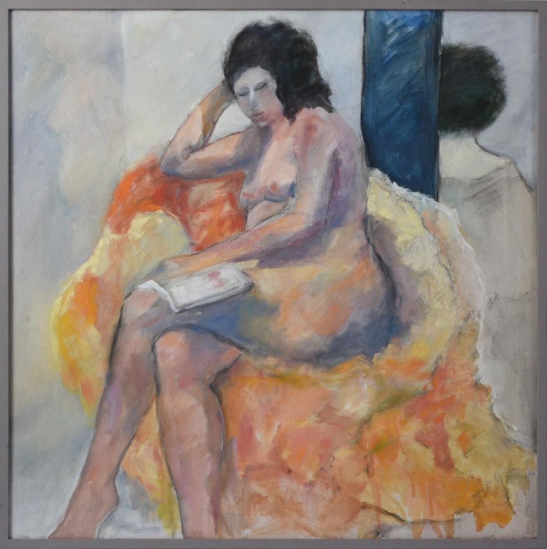 Grace Porta. Reclining Nude With Book.: Oil on canvas, 36 x 36 inches.