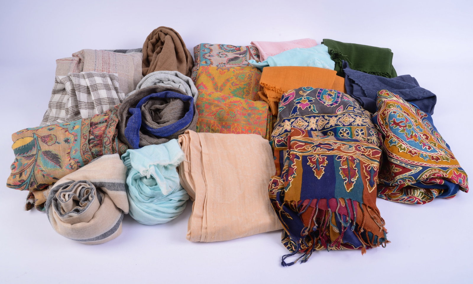 20+ Pashmina Shawls.: Various sizes, brand new.
