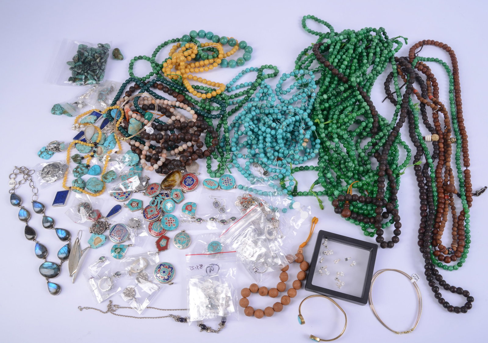 Collection of Necklaces and Bracelets.: Various stones.