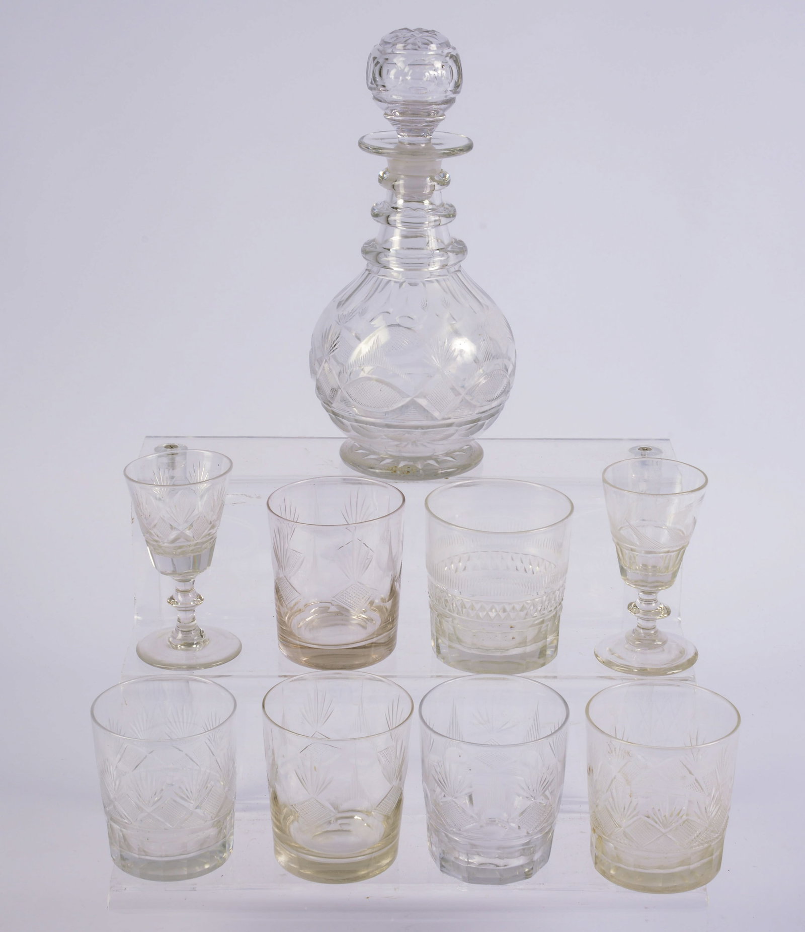 Lot of Wheel Cut Glass. (1 of 4)