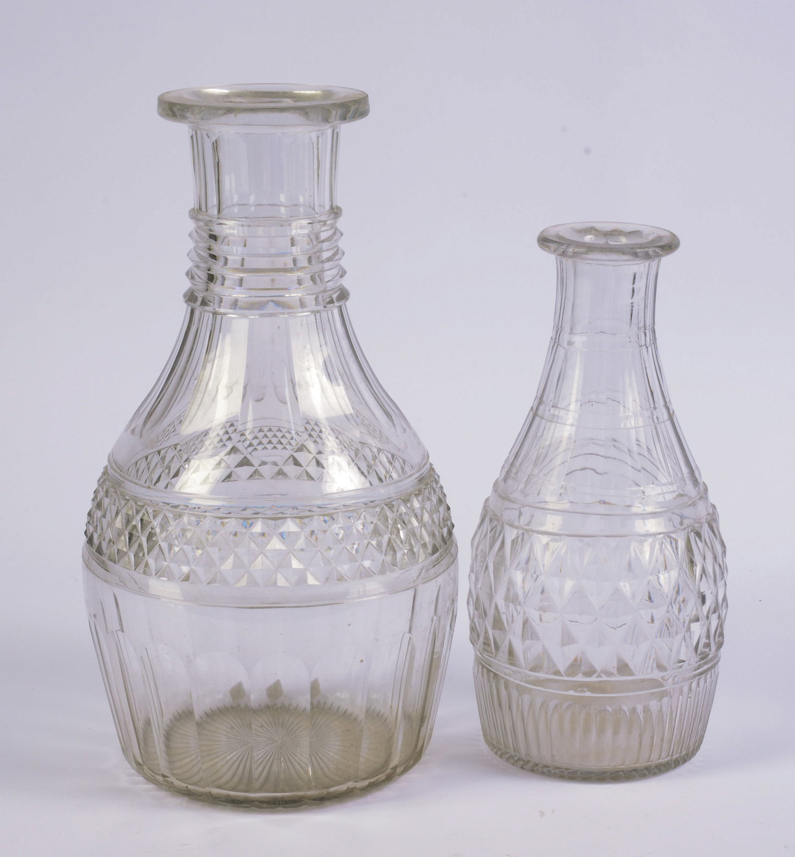 Large and Small British Cut Crystal Wine Decanters. (1 of 3)