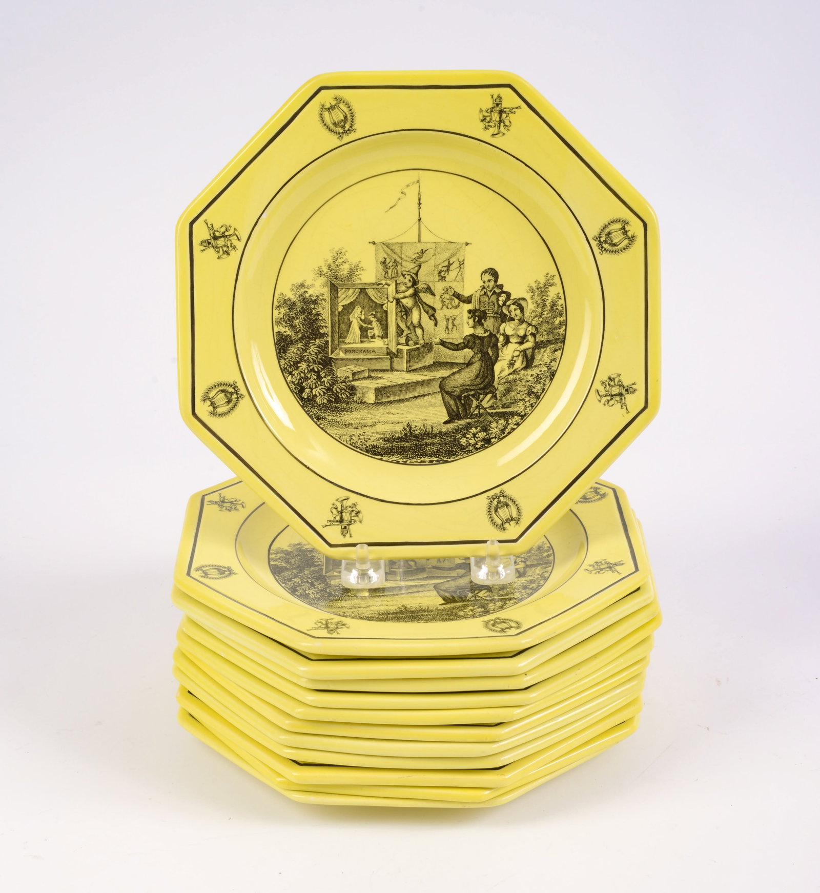 Eleven Limoges 10 ½ Inch Dinner Plates with Gilt Decorated Rims. (1 of 7)