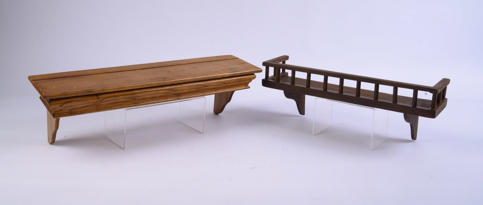 Two Small Wooden Shelves: Lengths 18 and 22 inches.