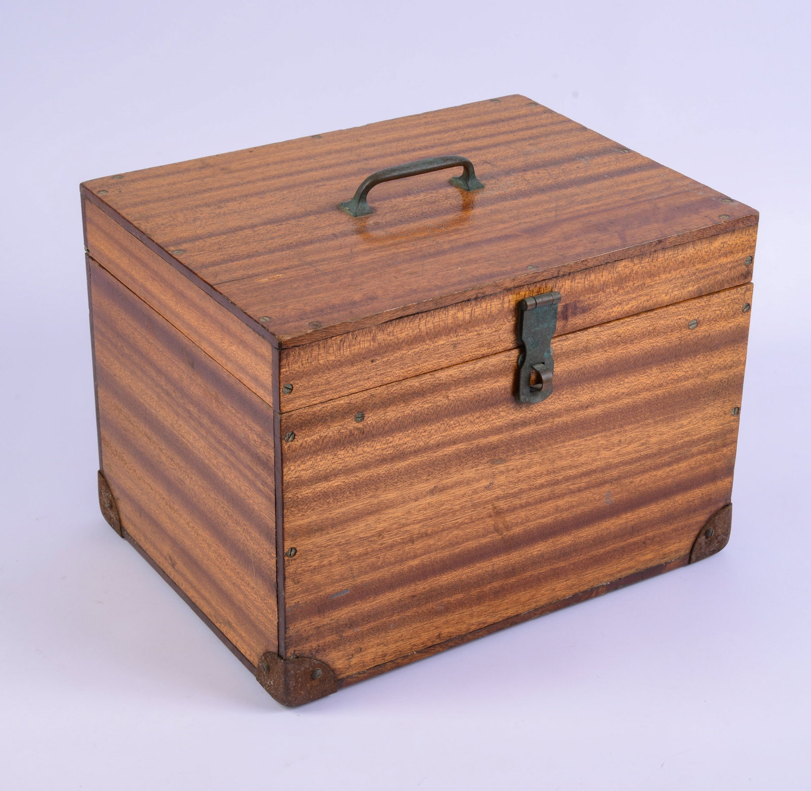 Mahogany Fishing Tackle Box: 10 x 14 x 10.5 inches.
