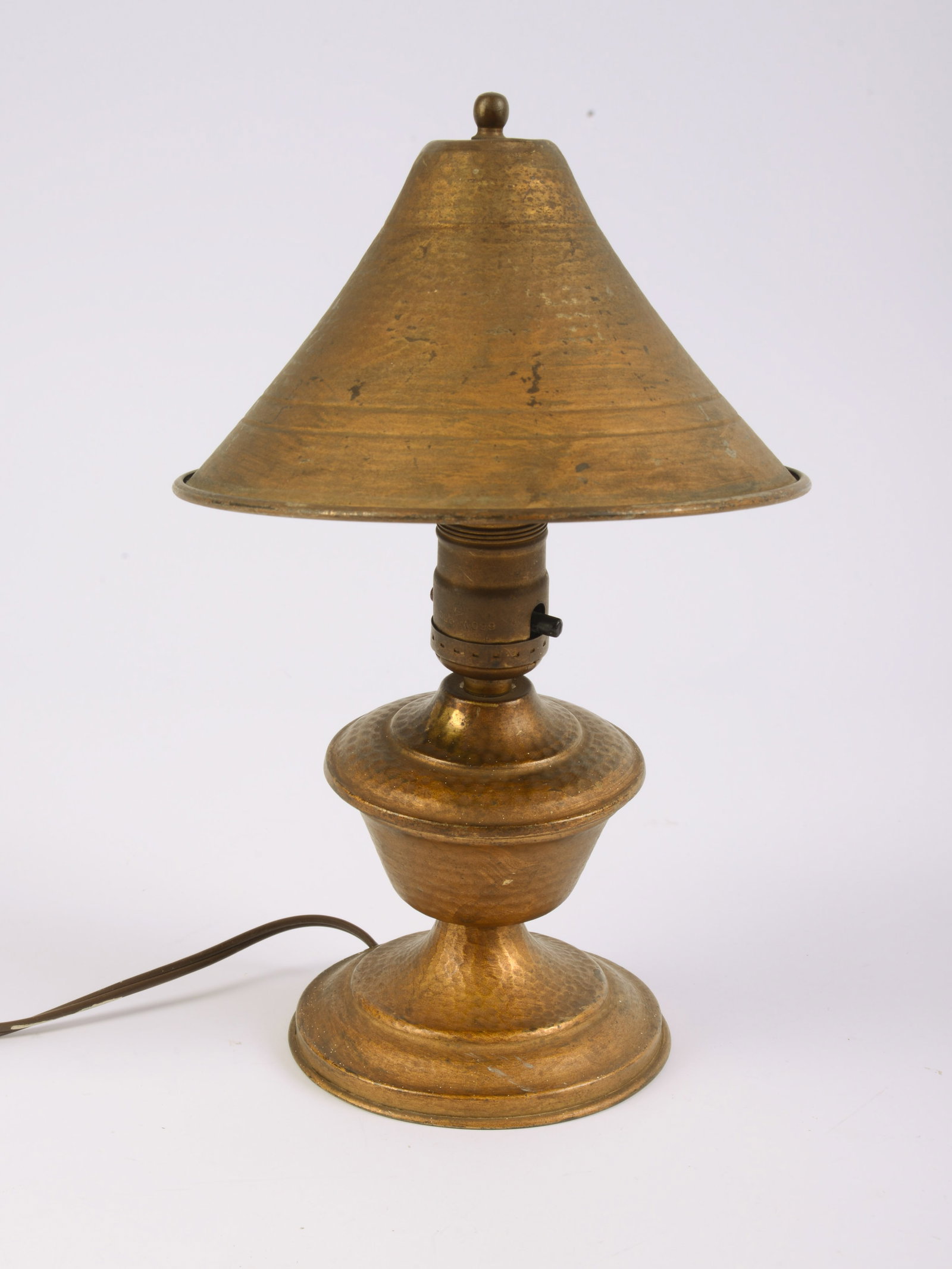 Hammered Copper Table Lamp.: Height 10 inches.