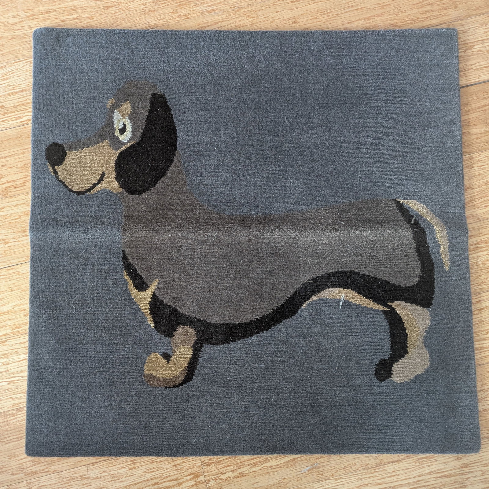 Small Rug With Daschund.: 32 x 32 inches.
