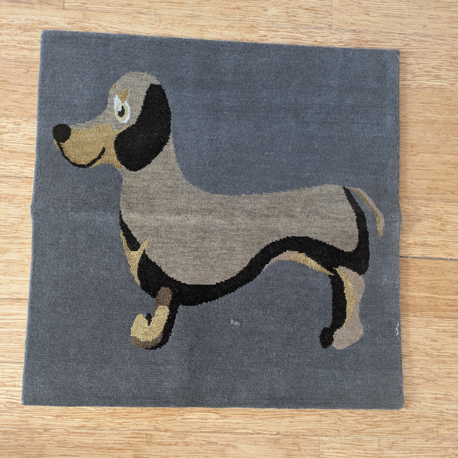 Small Rug With Daschund.: 33 x 32 inches.