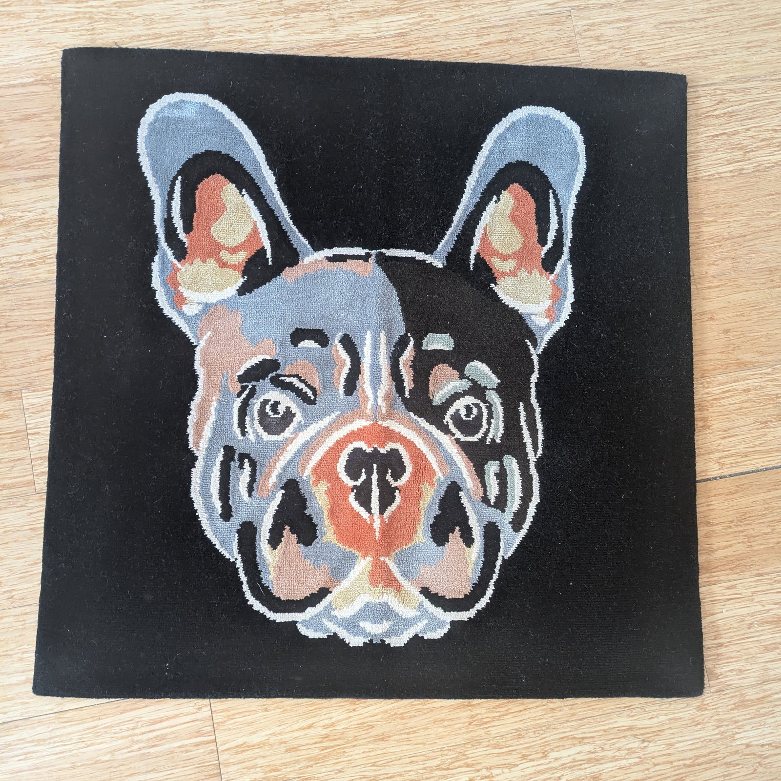 Small Rug With Dog: 35 x 32 inches.