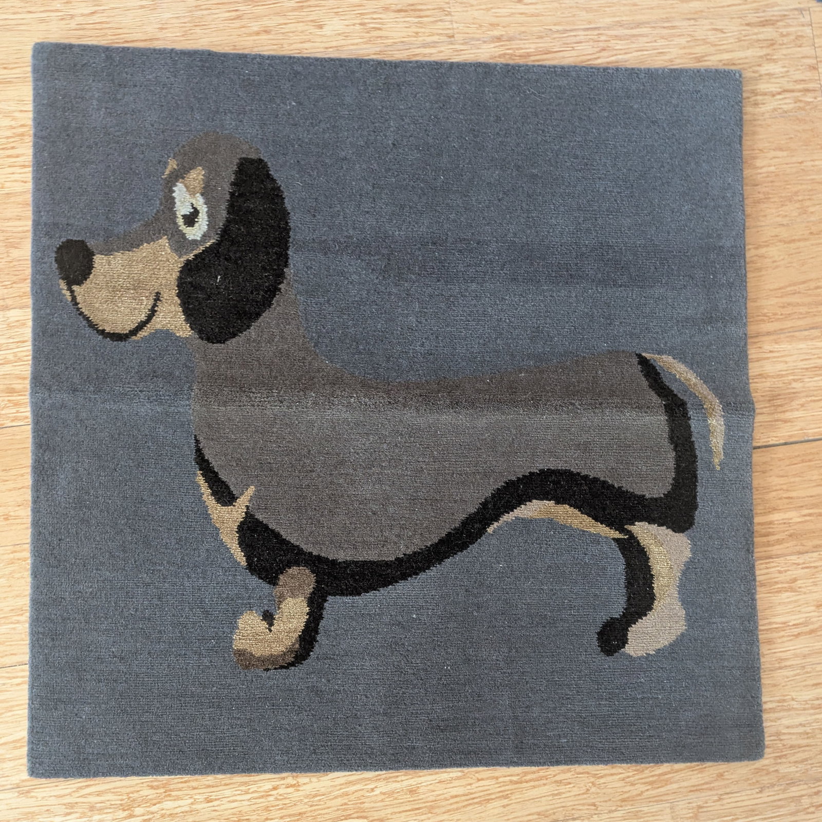 Small Rug With Daschund.: 36 x 32 inches.