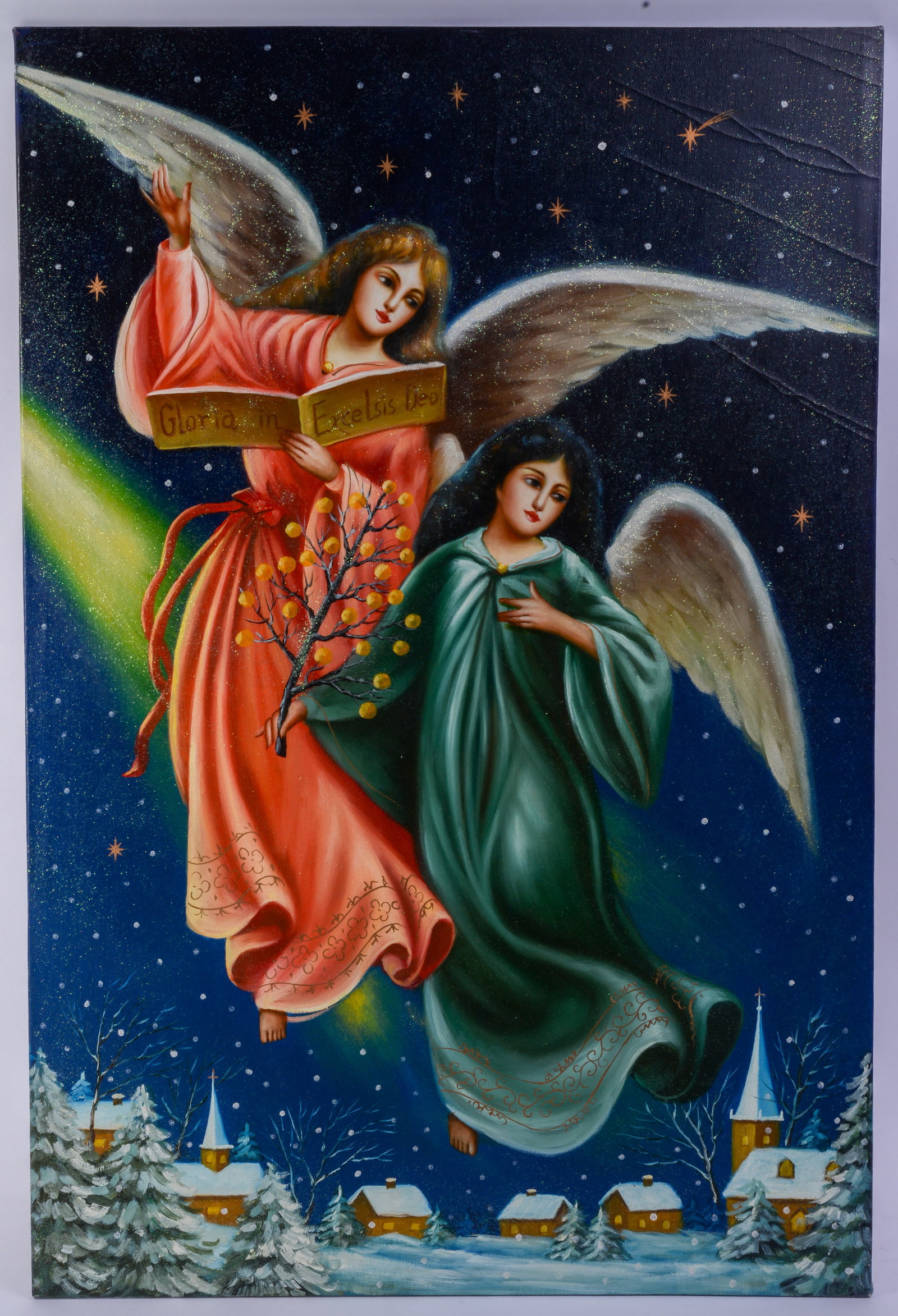 Christopher Radko. "Angels on High" Oil Painting. (1 of 2)