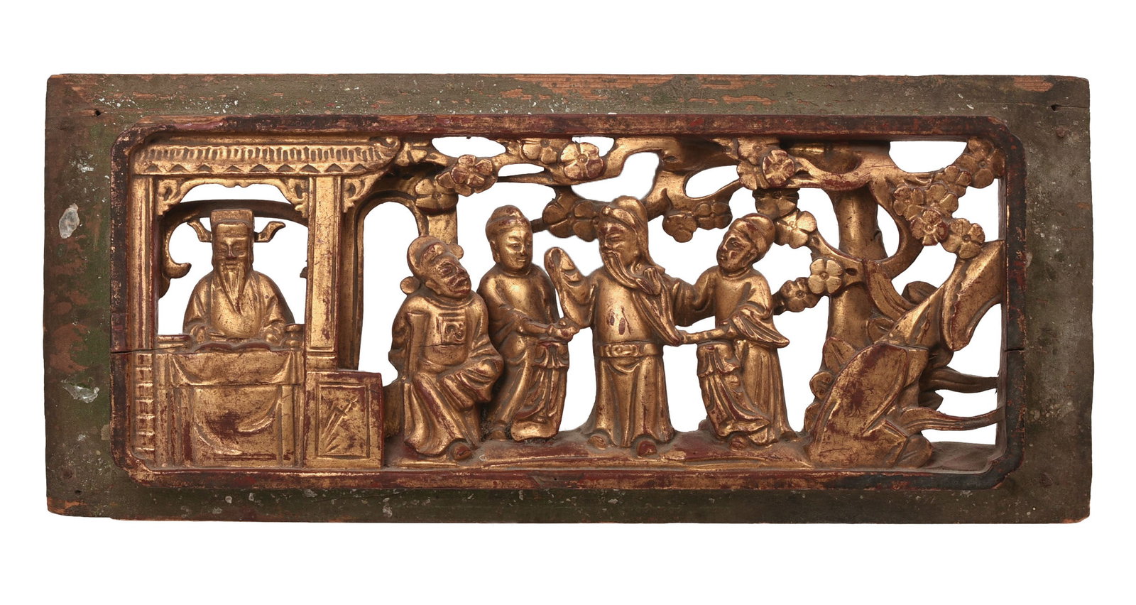CHINESE CARVED WOODEN PANEL.: 14.5 x 6 inches.