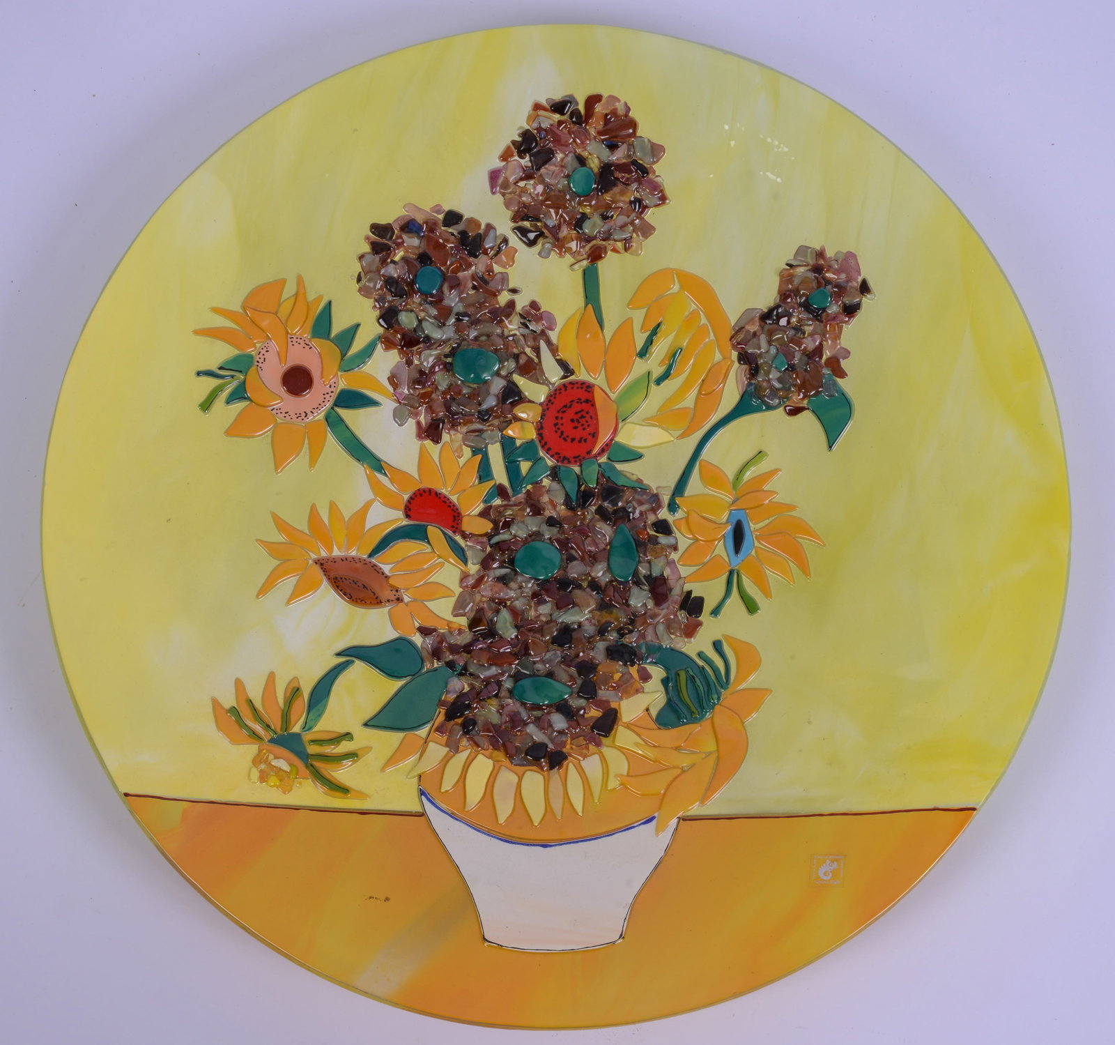 Sebino Art Glass Charger.: Diameter 19.5 inches. Good condition.