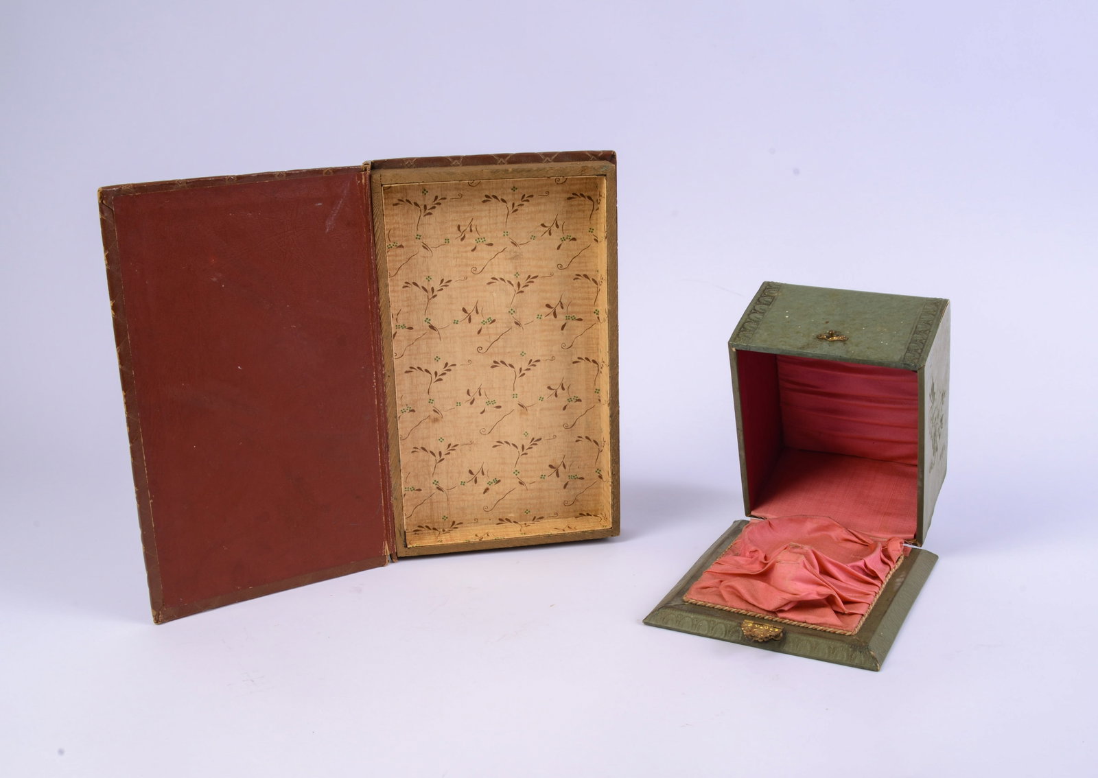 Two European Leather Embossed Boxes. - 2