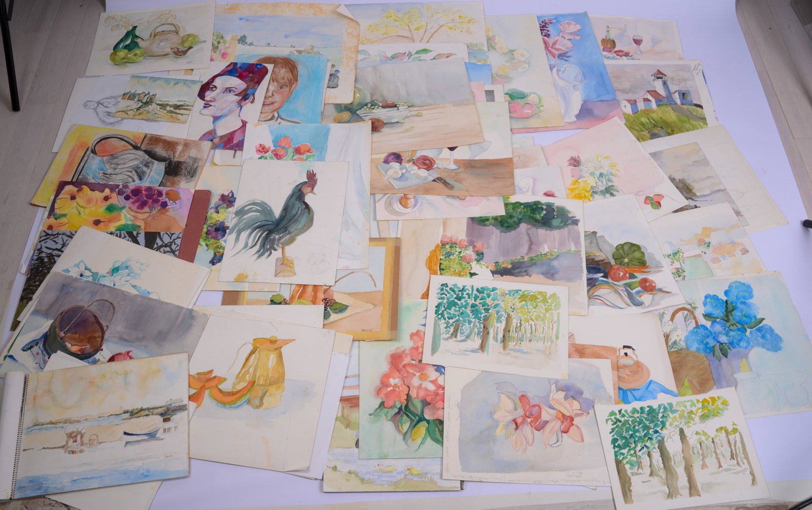 Very Large Collection of Original Watercolors and Drawings. (1 of 7)