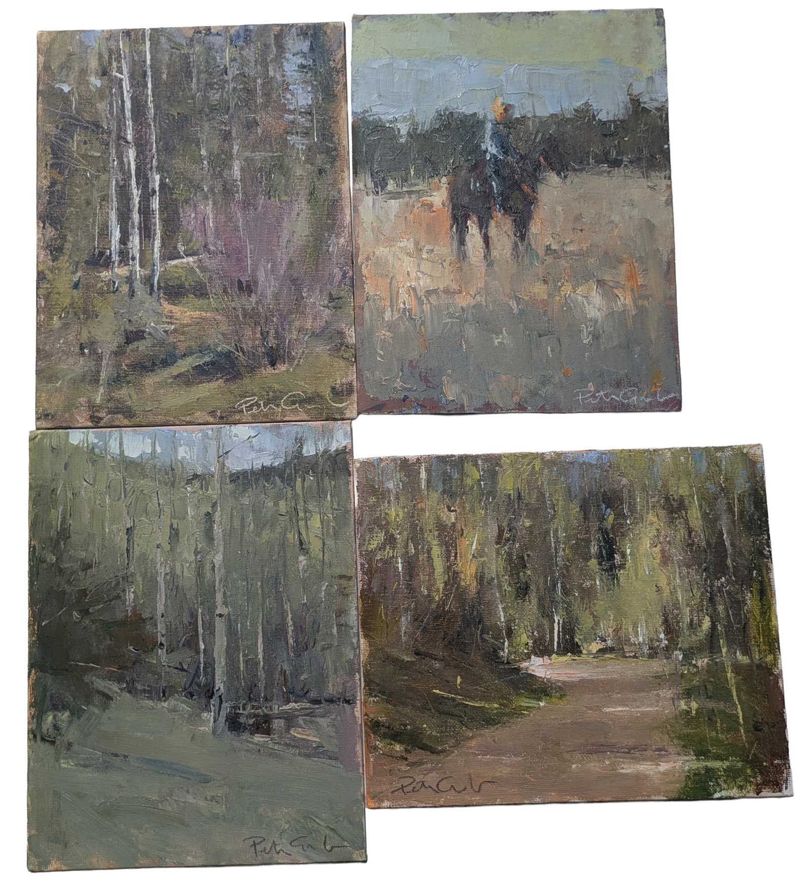 Peter Grab. Four Paintings.: Oil on board, 10 x 8 inches. Peter Grab is a Santa Fe artist.