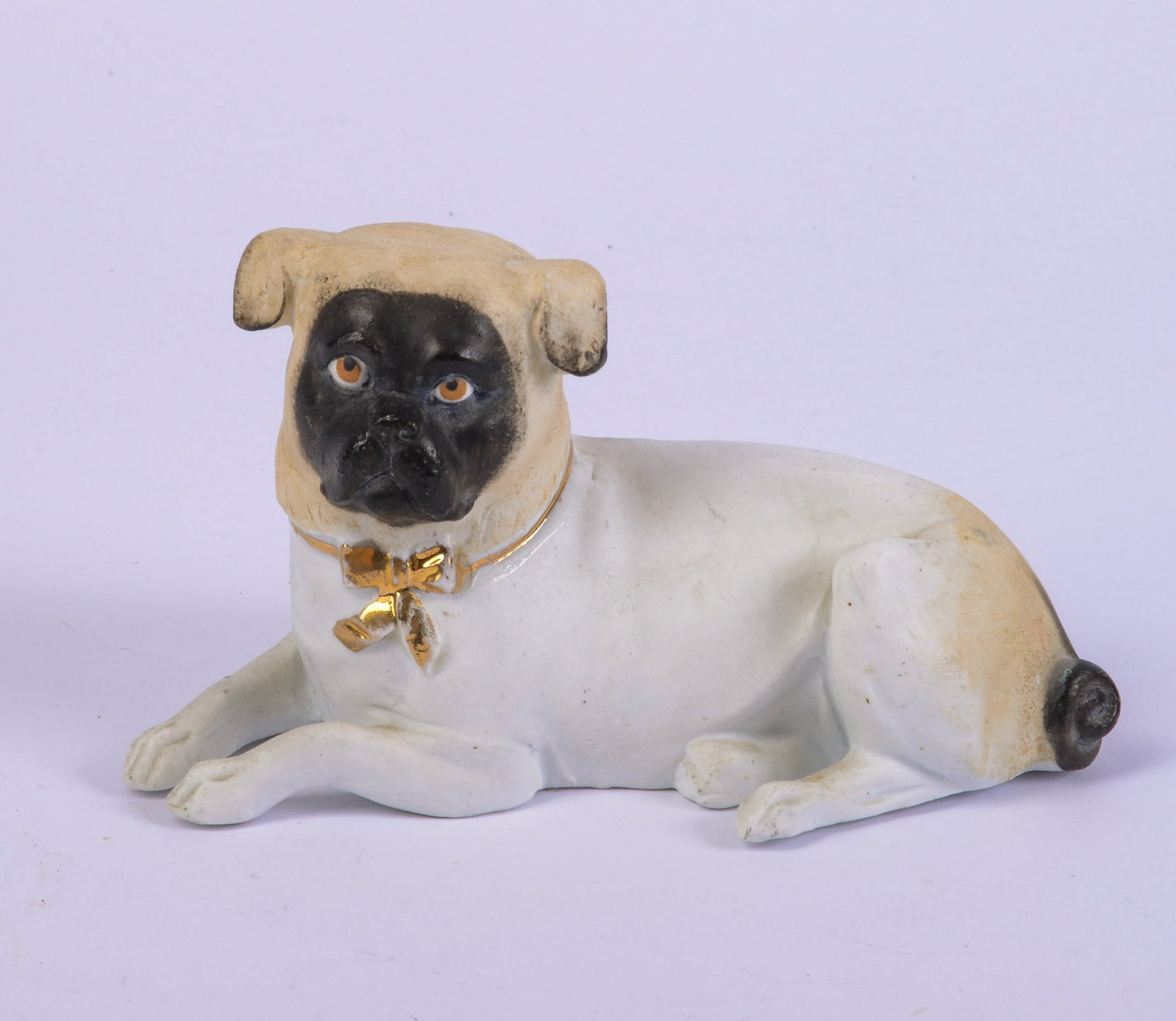 German Chalkware Pug Dog Figure.: Length 6 inches.