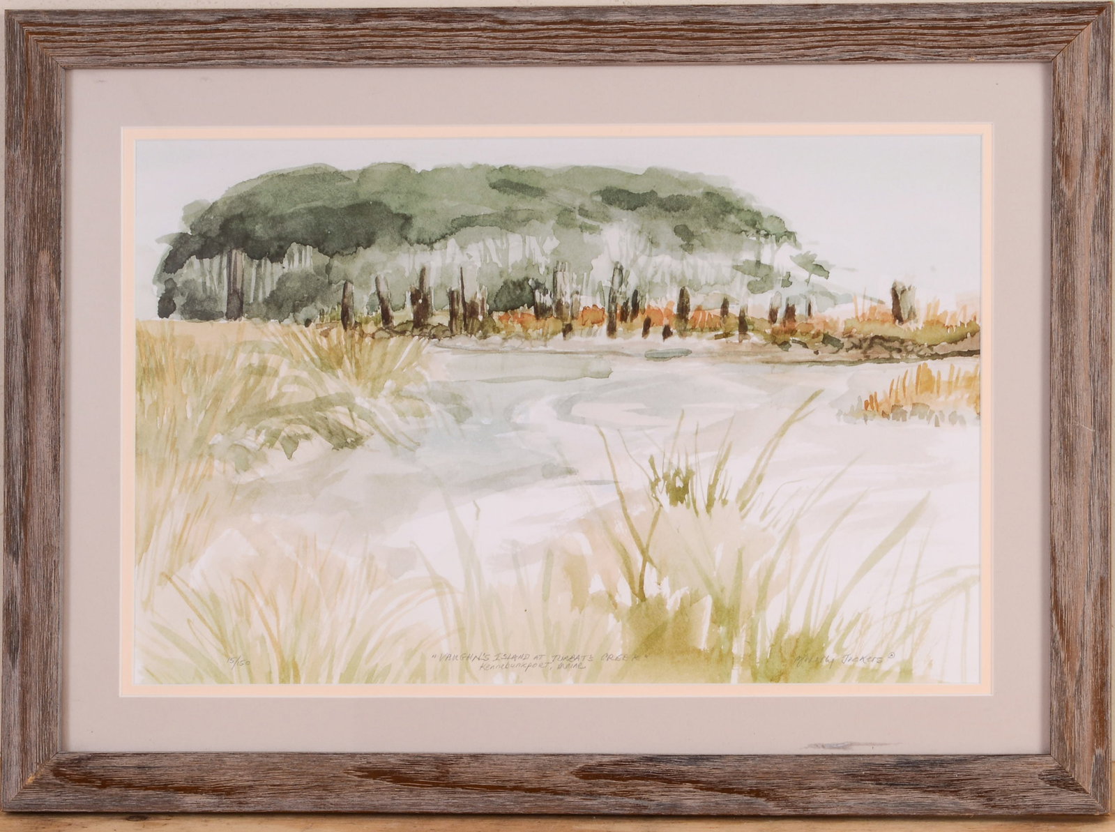 Beverly Jockers Print: Vaughn's Island at Turbat's Creek.: Framed, 15.5 x 21.5 inches.