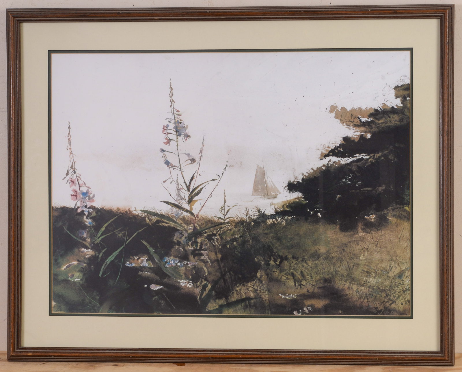 Framed Jamie Wyeth Print.: 25.5 x 33 inches.
